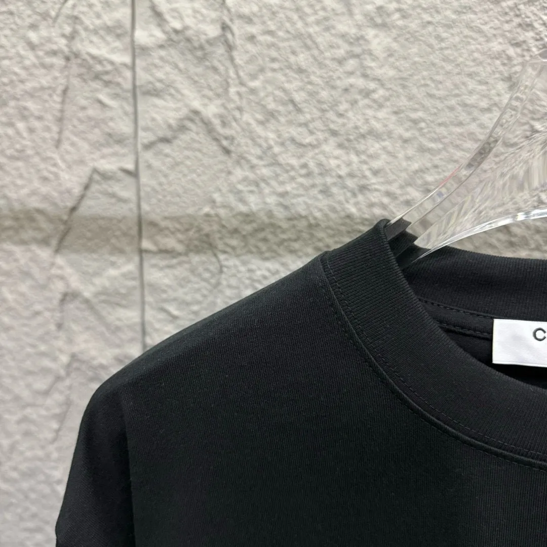 🅿️180 Chane*Chanel*2025 spring and summer new style Classic letter totem embroidery Customized double yarn plain cotton fabric Short-sleeved T-shirt Uniform for men and women Size: S (90-130 catties) M (120-150 catties) L (140-165 catties) XL (160-180 catties) XXL (180-210 catties) Color: Black white