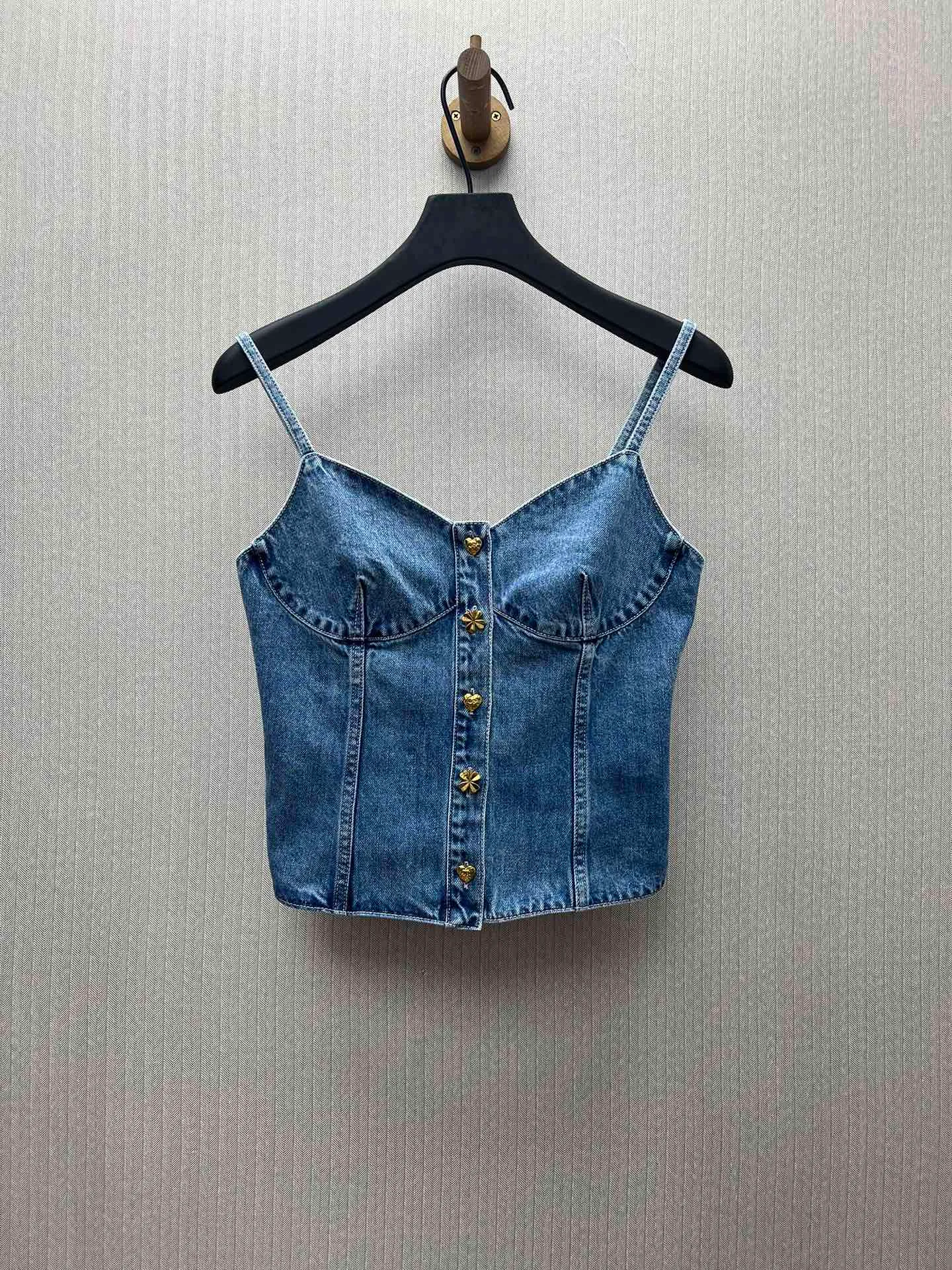 🅿️400 Chanel 25ss new preview series washed denim button slim sling women's high version code number: S.M.L.