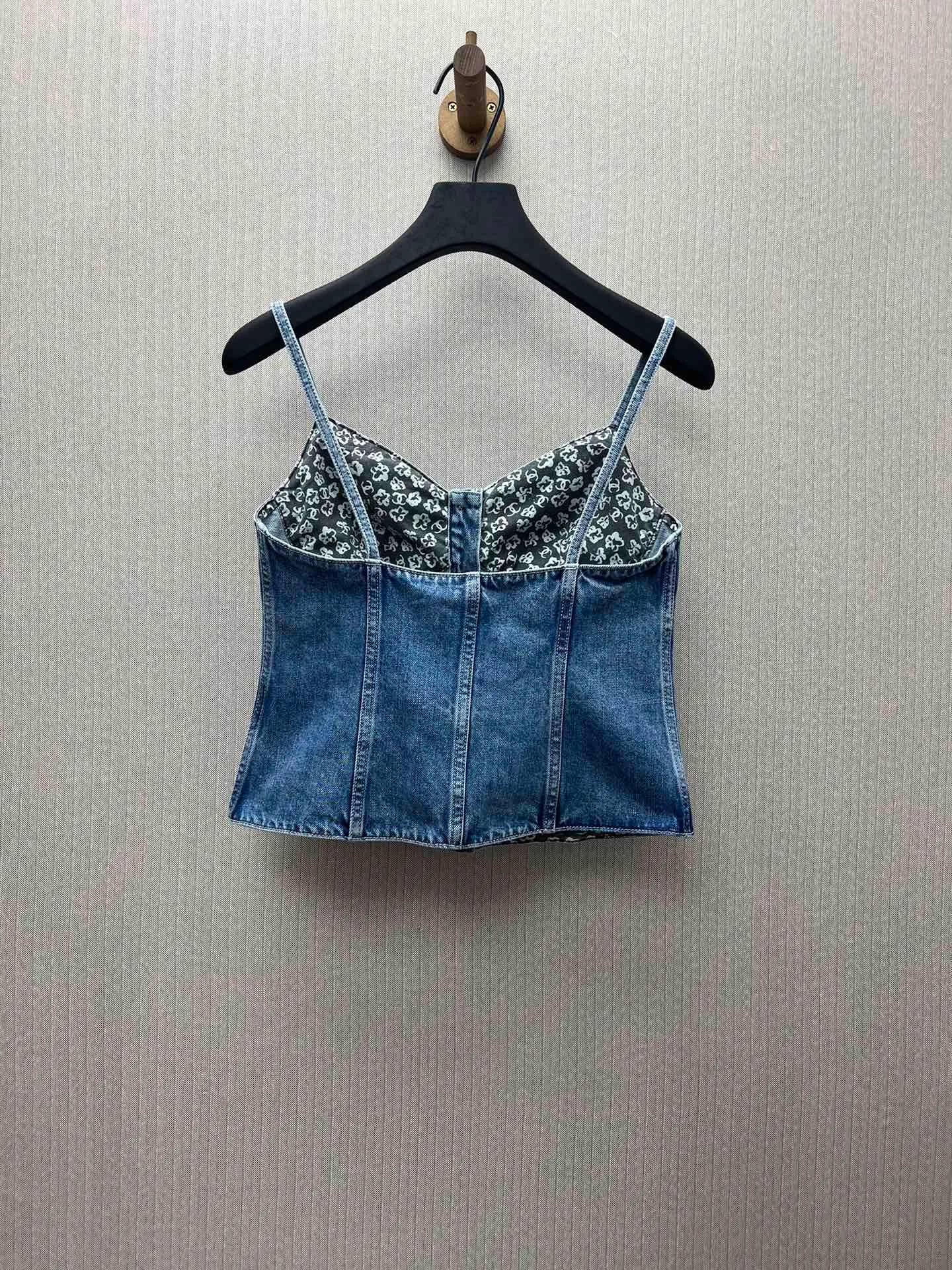 🅿️400 Chanel 25ss new preview series washed denim button slim sling women's high version code number: S.M.L.