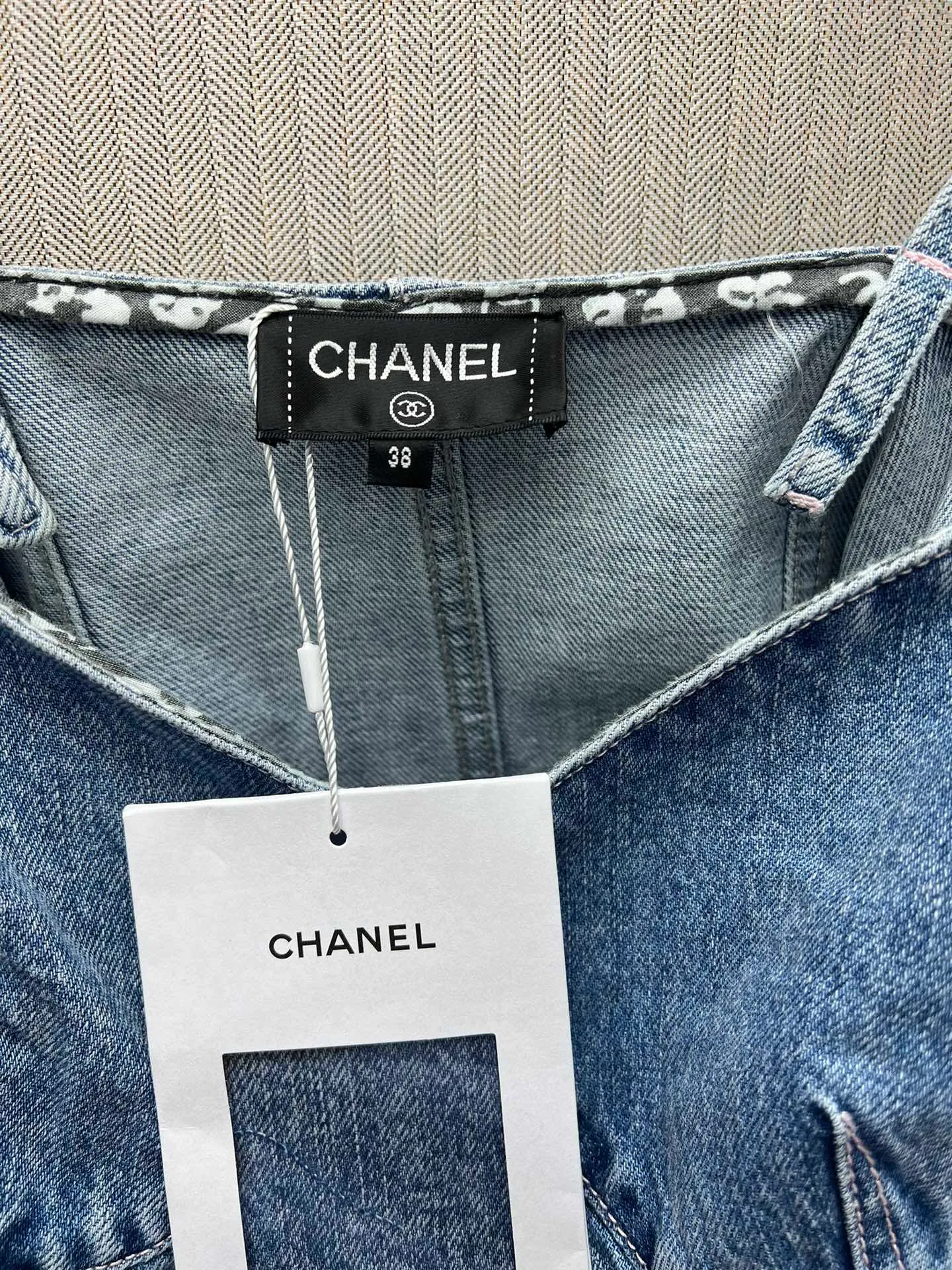 🅿️400 Chanel 25ss new preview series washed denim button slim sling women's high version code number: S.M.L.