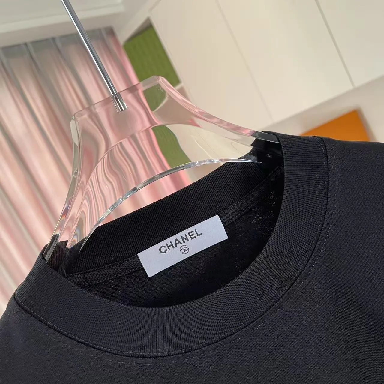 🅿️170 Chanel CHANEL 2025 summer new style Double C letter logo three-dimensional silicone printing short-sleeved T-shirt Customized fabric 300g Same style for men and women Size: S M L XL XXL five codes Color: black white pink sky blue