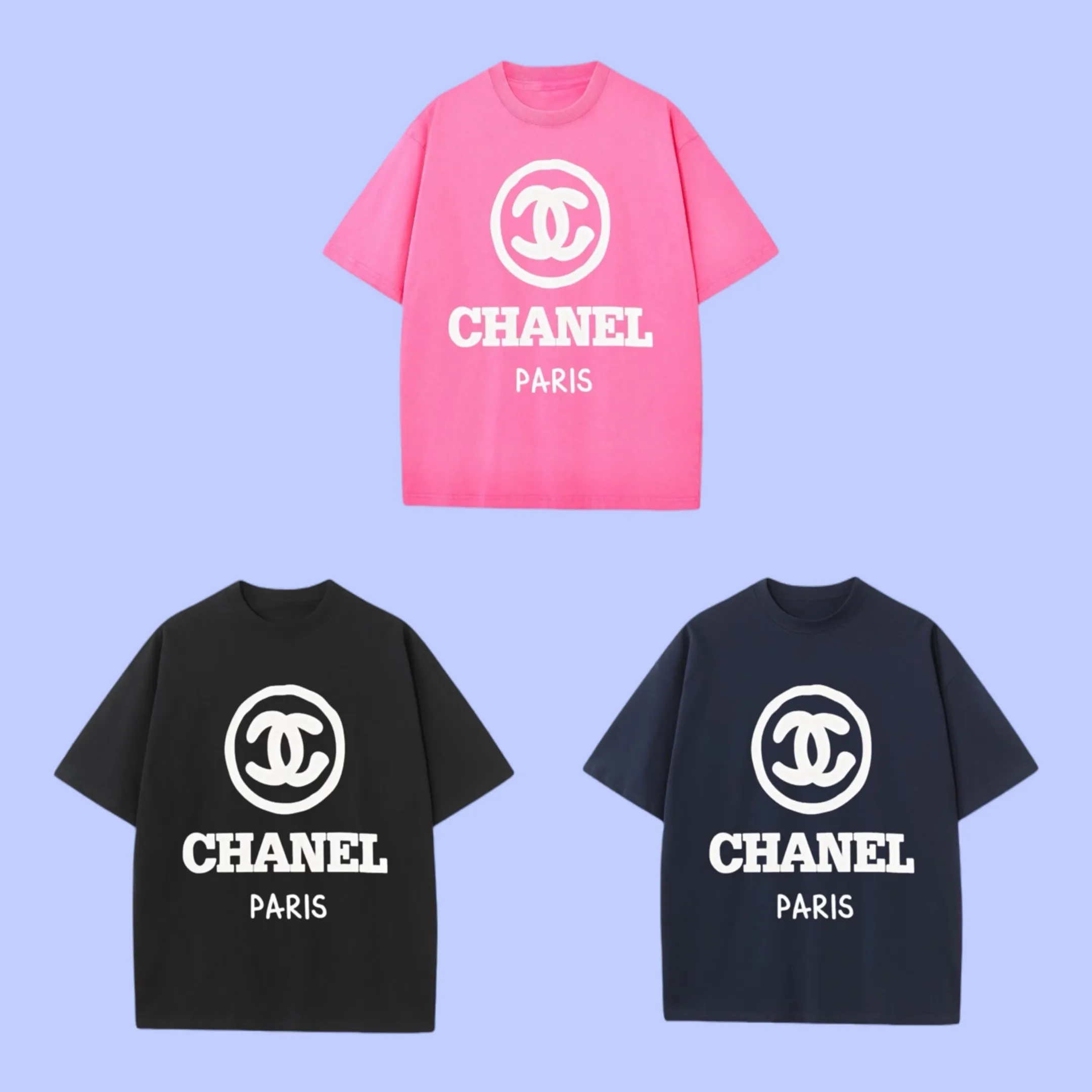 🅿️180 (profit from cooperation) High-end quality CHANEL 2025Fall Spring and Summer Series Double C short-sleeved T-shirt Different from ordinary printing Custom-woven 270G32 double yarn pure cotton fabric Loose version Same style for men and women Size: S M L XL XXL