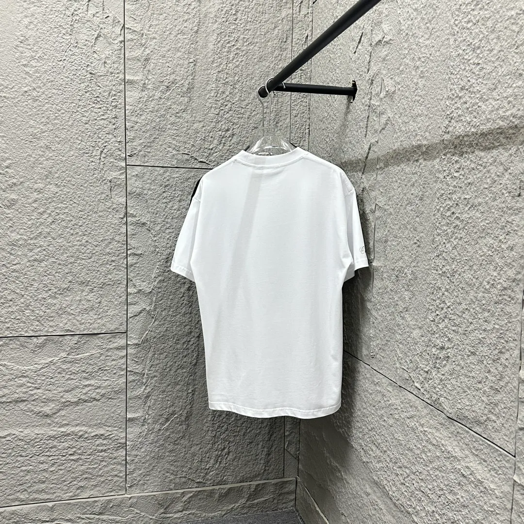 🅿️190 CHANE*Chanel*er 2025 spring and summer new style Classic bamboo letter embroidery Personalized three-dimensional silicone armband Customized double yarn plain cotton fabric Short-sleeved T-shirt Unisex Size: S (90-130 catties) M (120-150 catties) L (140-165 catties) XL (160-180 catties) XXL (180-210 pounds) Color: black white