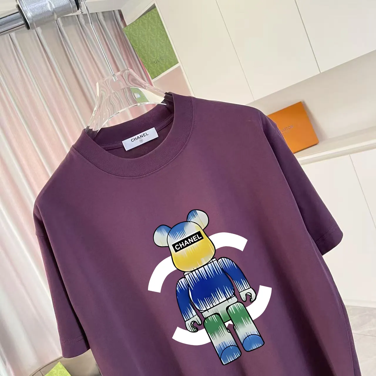 🅿️170 Chanel CHANEL2025 summer new style Double C letter logo printing short-sleeved T-shirt Customized fabric 300g Same style for men and women Size: S M L XL XXL Five codes Color: black white lake green purple