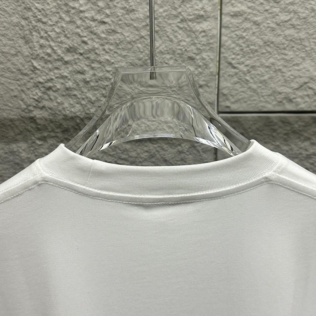 🅿️180 CHANE*Chanel*er 2025 spring and summer new style Classic rainbow letter print Customized double yarn plain cotton fabric Short-sleeved T-shirt Uniform for men and women Color: black white floral gray Size: S (90-130 pounds) M (120-150 pounds) L (140-165 pounds) XL (160-180 pounds) XXL (180-210 pounds)