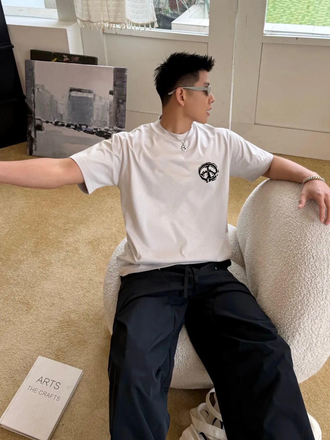 🅿️170 [CHANEL Chanel] 2025FW short-sleeved T-shirt LOGO printing, high-end 26s double yarn 300g fabric, heavy fabric, custom stretcher rib, same vat and dye, complete three standards, same style for men and women, color: black, white, gray, size: S M L XL 2XL