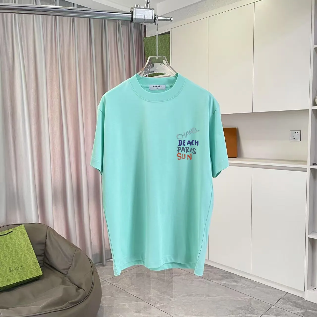 🅿️170 Chanel CHANEL2025 summer new style Double C letter logo printing short-sleeved T-shirt Customized fabric 300g Same style for men and women Size: S M L XL XXL Five codes Color: black white lake green purple