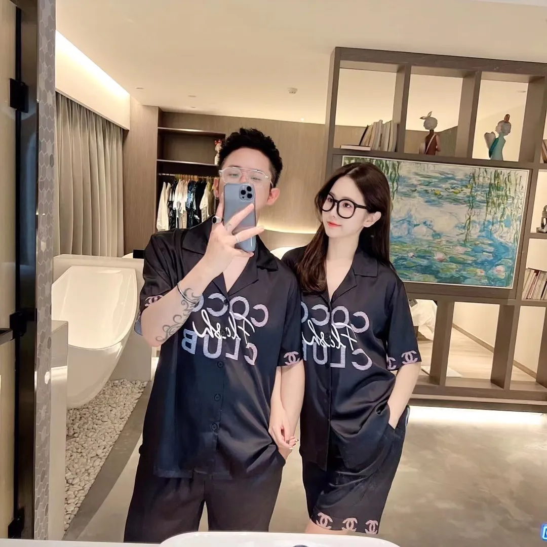 🅿️340 CHANEL Chanel home wear, high-definition Korean silk fabric, skin-friendly, soft and comfortable, couple size M～XXXL