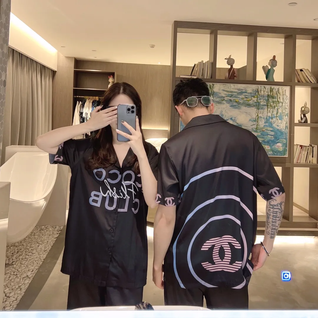 🅿️340 CHANEL Chanel home wear, high-definition Korean silk fabric, skin-friendly, soft and comfortable, couple size M～XXXL