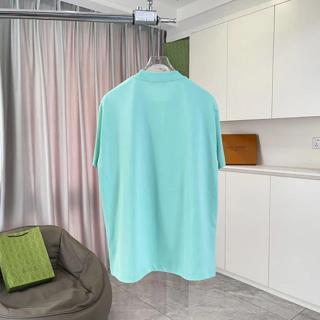 🅿️170 CHANE* Xiaoxiang 2025 autumn new style Double C letter logo printing short-sleeved T-shirt Customized fabric 300g Same style for men and women Size: S M L XL XXL Five codes Color: black white lake green sky blue