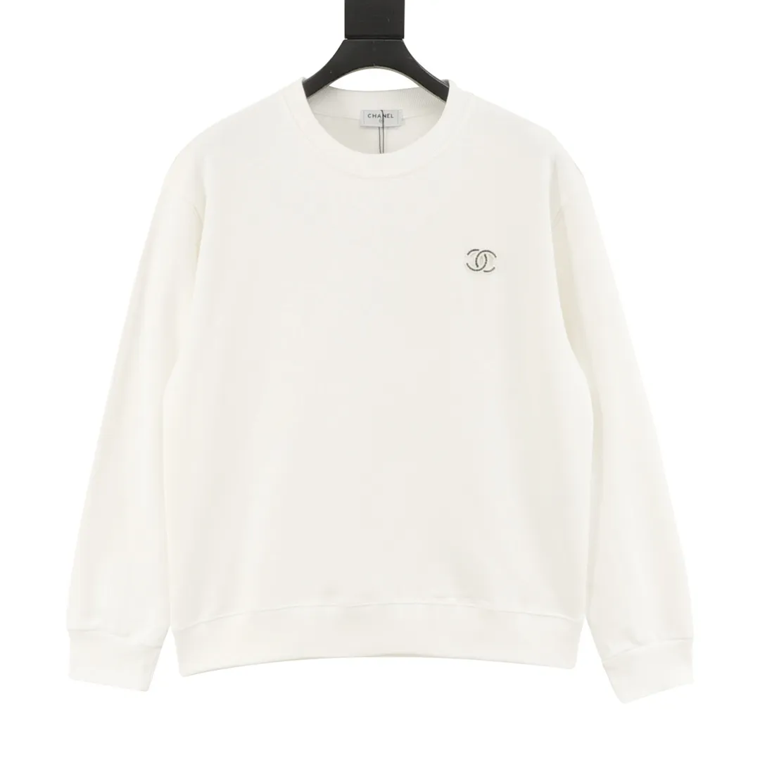 🅿️500 CHANEL 25FW embroidered small label round neck sweatshirt, 480g high-grade combed cotton fabric, counter collar label, purchasing grade white thick plate hang tag, original hanging grain, three-dimensional foam printing on the front and back, strong layering, same style for men and women, couple style, oversize version, loose size: S-XL