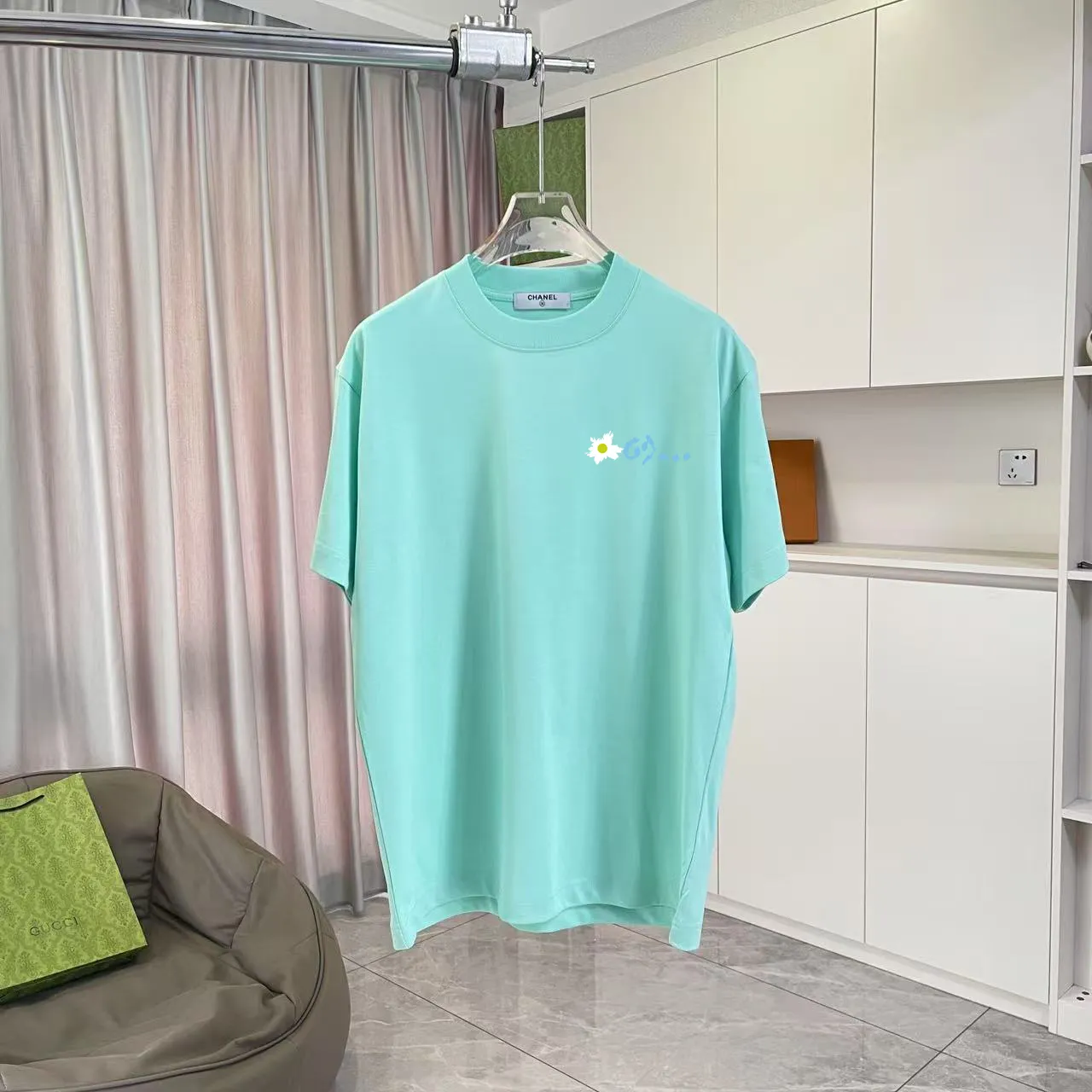 🅿️170 Chanel*CHANEL2025 new summer style Double C letter logo printing short-sleeved T-shirt Customized fabric 300g Same style for men and women Size: S M L XL XXL Five codes Color: black white lake green purple