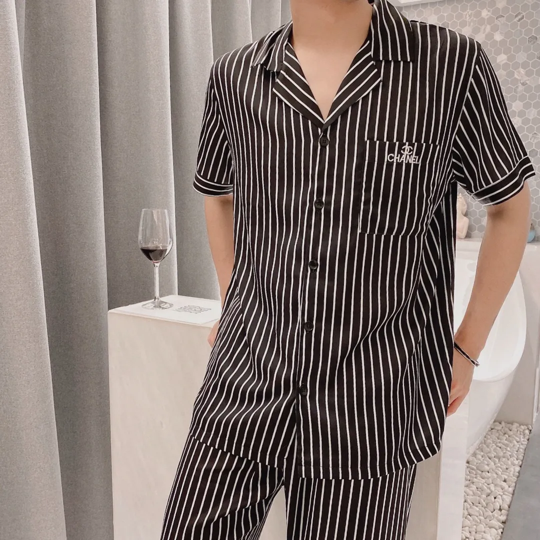 🅿️360 Chanel home wear, high-end Korean silk fabric, skin-friendly, soft and comfortable Size: M～XXXL
