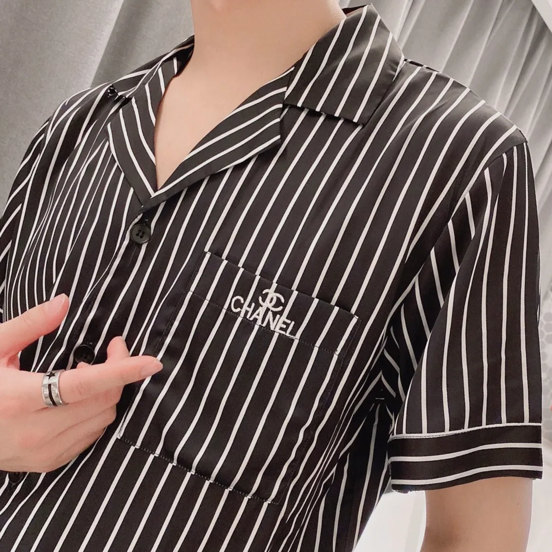 🅿️360 Chanel home wear, high-end Korean silk fabric, skin-friendly, soft and comfortable Size: M～XXXL