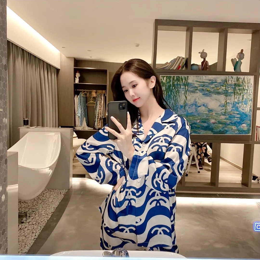 🅿️360 2023 CHANEL home wear, high-definition Korean silk fabric, skin-friendly, soft and comfortable Size: S～L