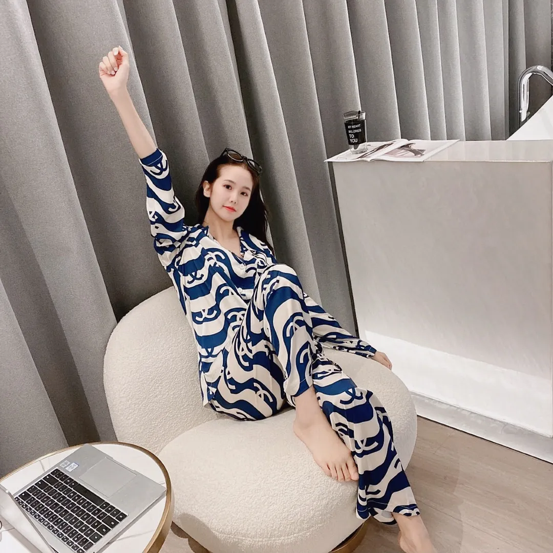 🅿️360 2023 CHANEL home wear, high-definition Korean silk fabric, skin-friendly, soft and comfortable Size: S～L