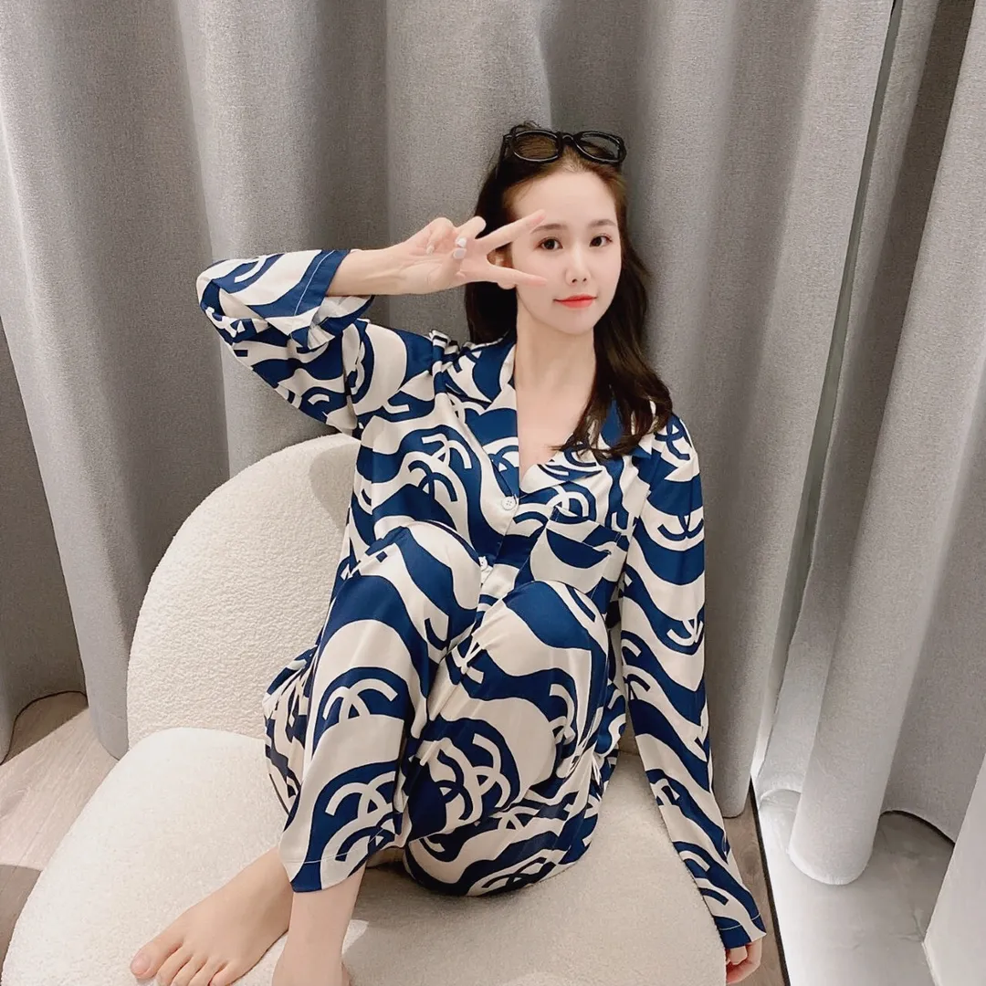 🅿️360 2023 CHANEL home wear, high-definition Korean silk fabric, skin-friendly, soft and comfortable Size: S～L