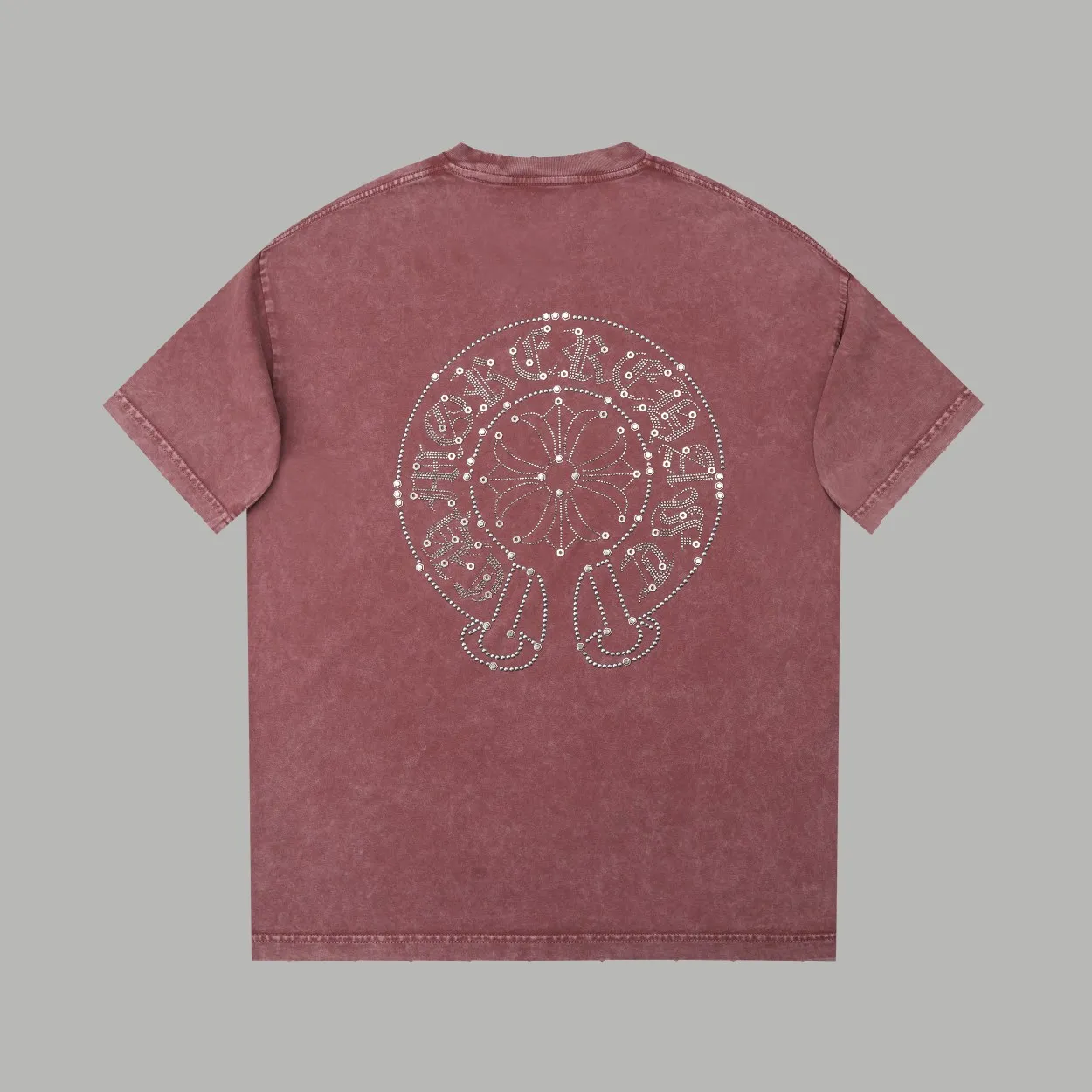 🅿️230 ✨CH✨🆕25SS spring and summer new style Crow ✝ embroidered short-sleeved frame Light luxury essential item for daily commuting for men and women Correct version Welcome to compare Detailed features · 280g 100% pure cotton double yarn jersey fabric · Custom dyed in the same vat, special thickened 32 count double-ply 1X1 thread · Imported Australian pearlescent diamonds✝patterns➕hardware nuts are stamped at high temperature. Ready-made garments are dyed and then faded and fried with snowflakes and frayed. Then washed to make them look old. General washing improves the effect · Double-needle sewing and seam-crossing process · Original main mark washed tag brand moisture-proof paper packaging Color: black/rock coffee/green/red/blue Size: S/M/L/XL