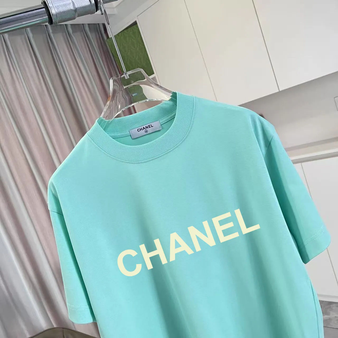 🅿️170 Chanel CHANEL2025 summer new style Double C letter logo printing short-sleeved T-shirt Customized fabric 300g Same style for men and women Size: S M L XL XXL Five codes Color: black white lake green purple