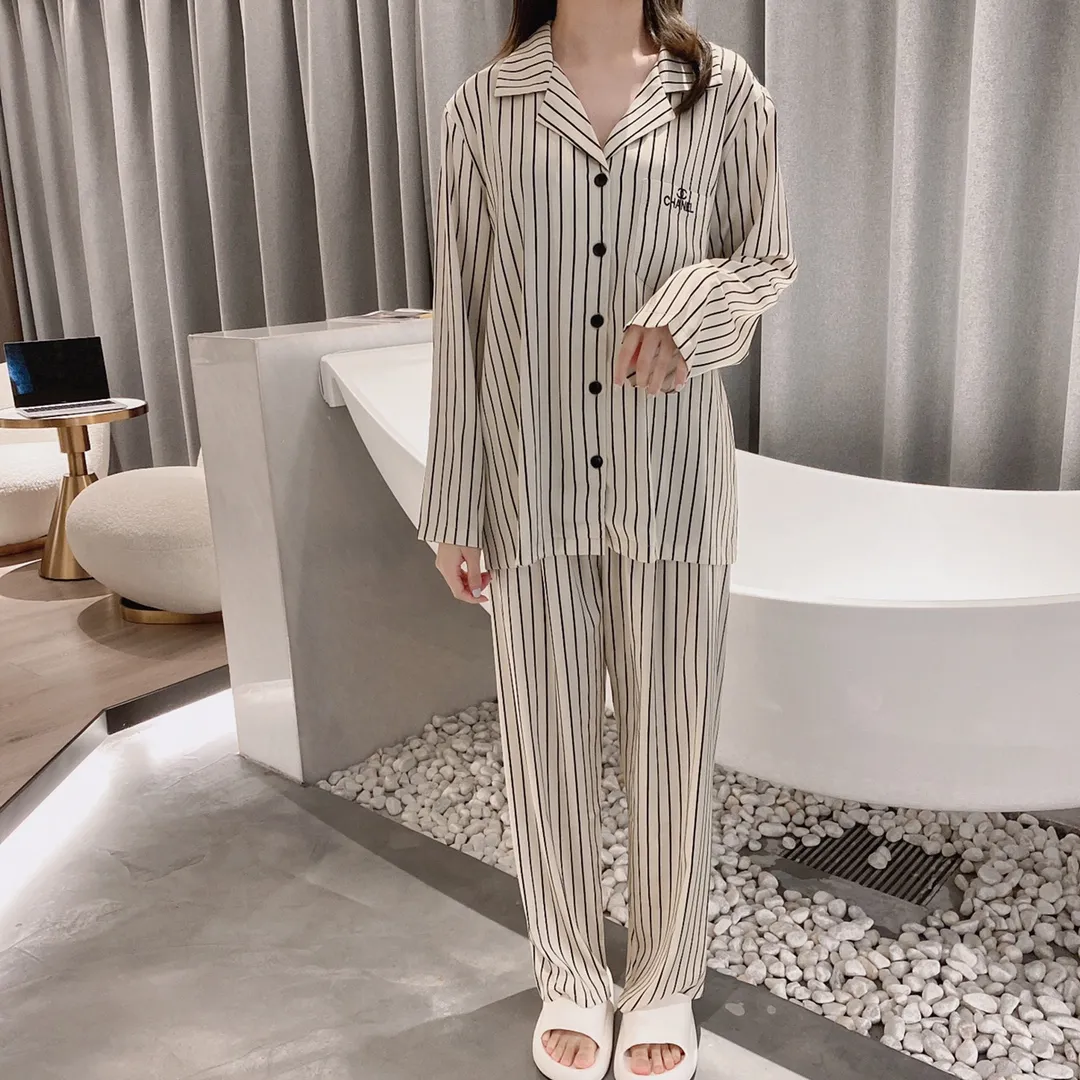 🅿️360 2023 CHANEL home wear, high-end Korean silk fabric, skin-friendly, soft and comfortable, same style for men and women, women's size: S～L, men's size: M～XXXL