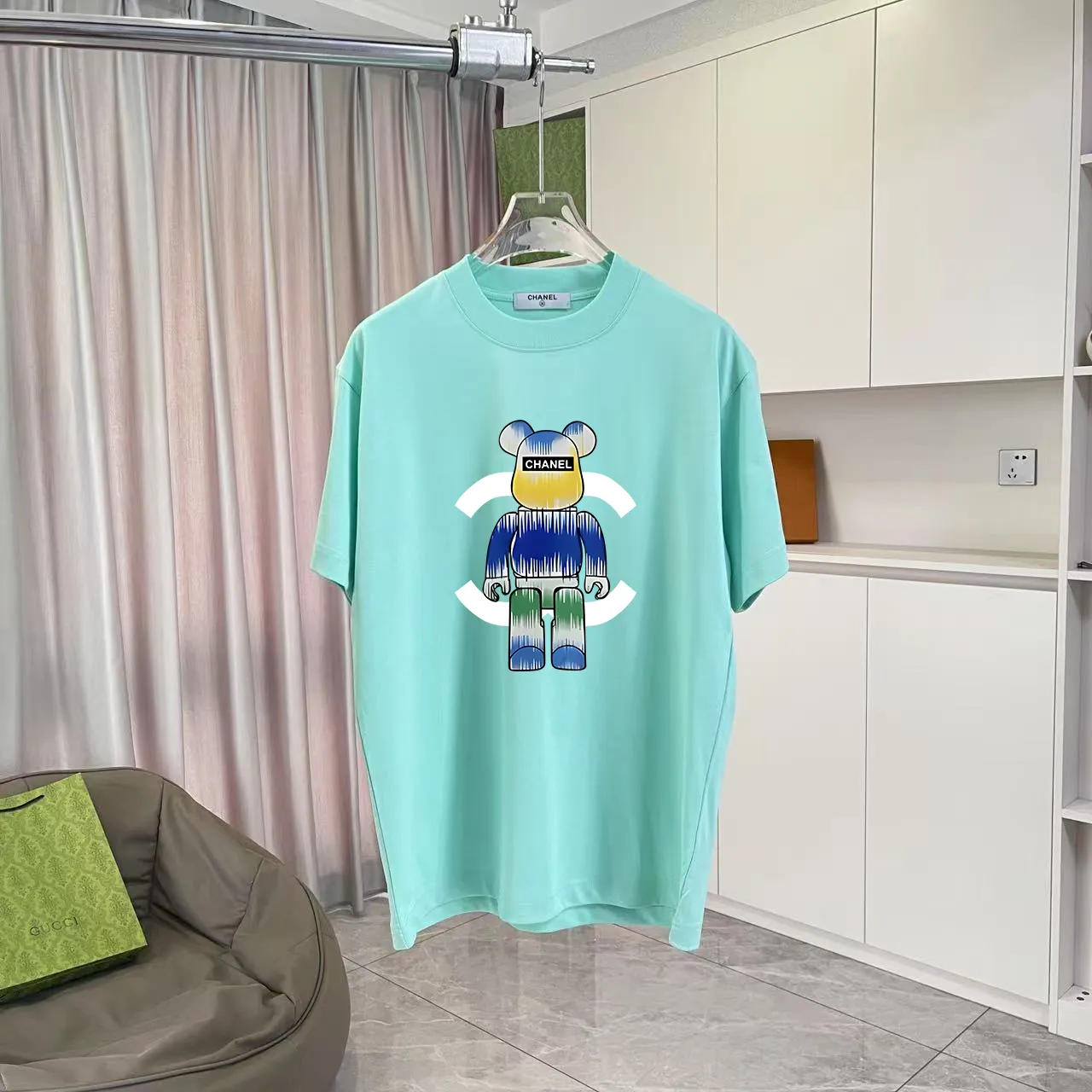🅿️170 Chanel CHANEL2025 summer new style Double C letter logo printing short-sleeved T-shirt Customized fabric 300g Same style for men and women Size: S M L XL XXL Five codes Color: black white lake green purple