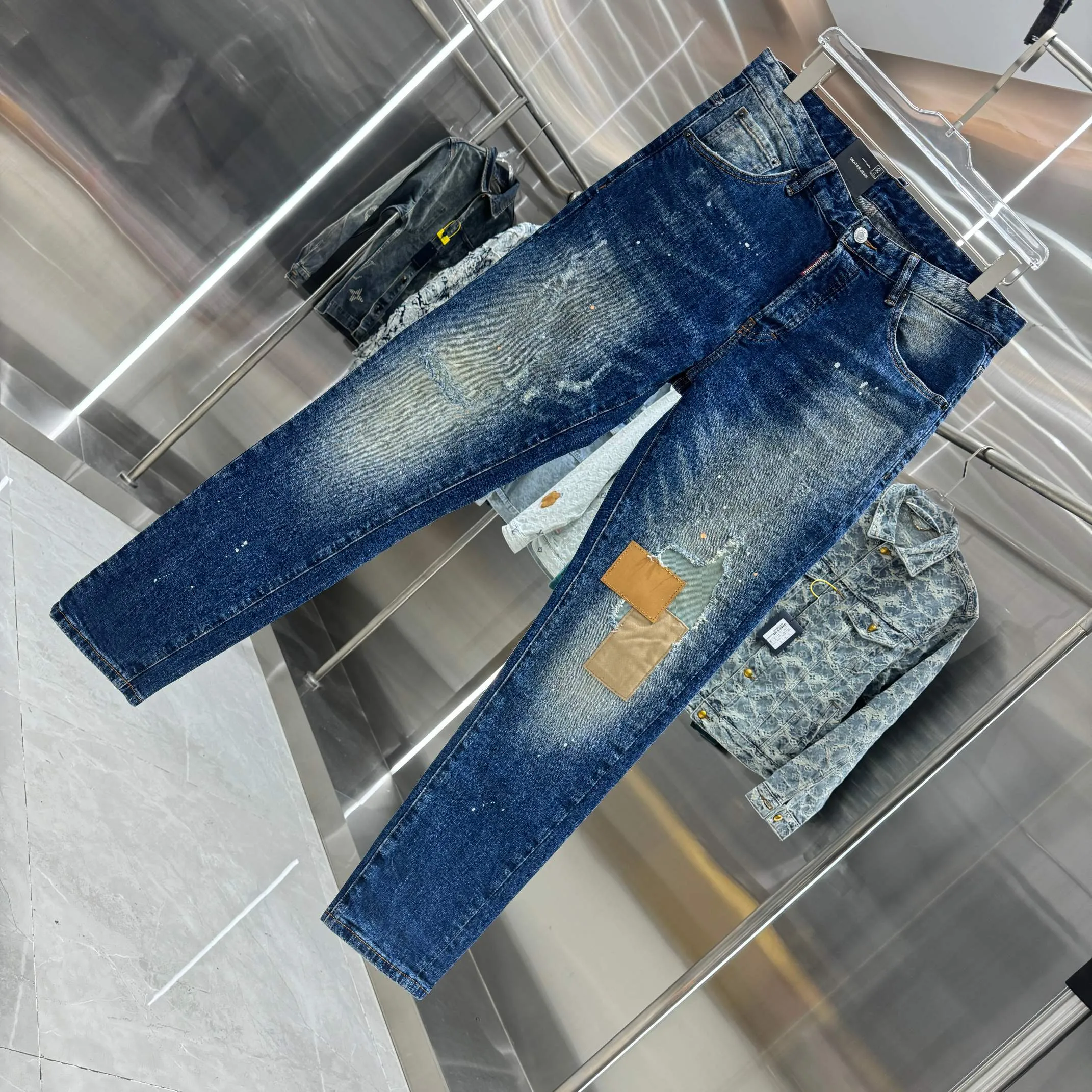 P300 DSQUARED2 Graffiti frayed street fashion slim fit stretch jeans Color Blue Size 30 32 34 36 38 40
