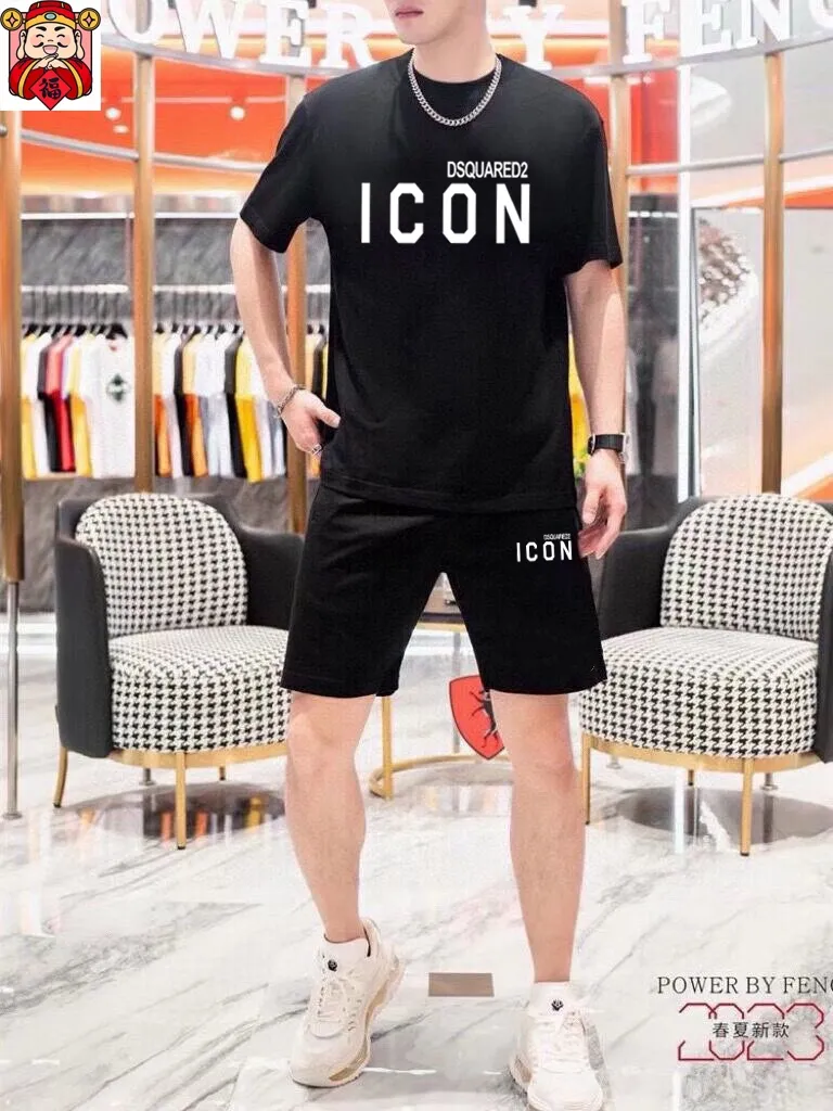 P290 💰 Brand [DSQ2 Second Power] 2025 new men’s short-sleeved shorts suit! Synchronous sales on the official website! High-end version on the market! It feels delicate and soft! Make you more comfortable to wear! The draped silhouette is awesome! Size: M-5XL (please state your height and weight when placing an order)