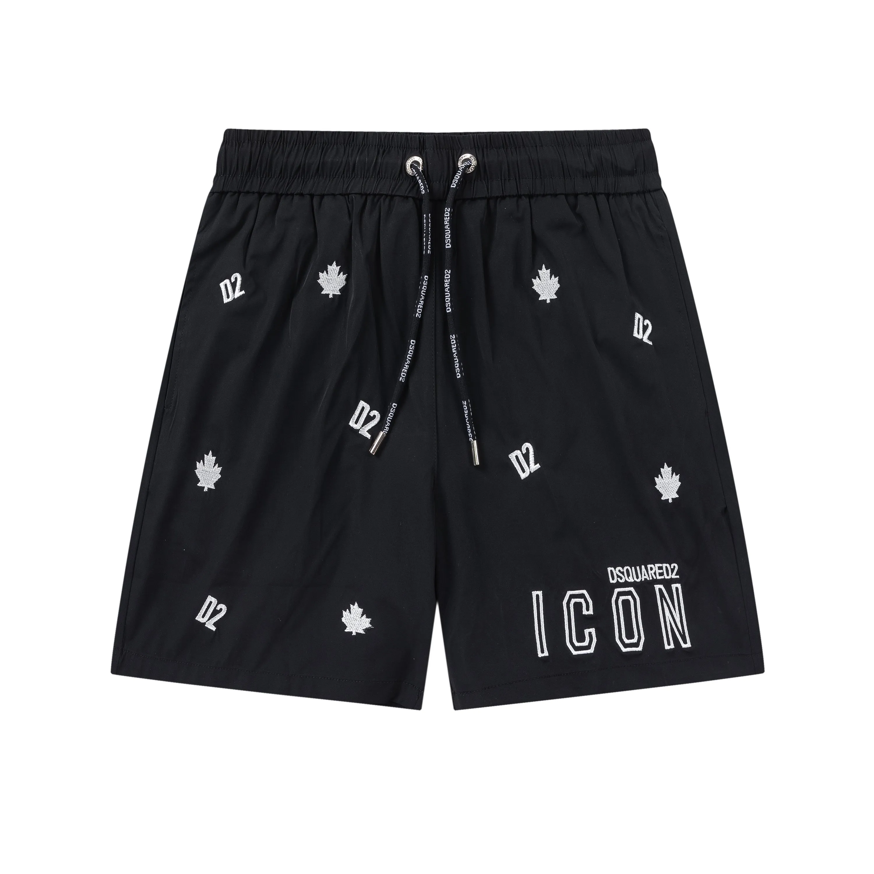 🅿️210 DSQUARED2 2025 spring and summer logo embroidery. New fashionable beach shorts, with lining and mesh shorts! The official website is synchronized with the original 1-1 replica, the original hardware is selected from high-quality polyester fiber fabrics, with a delicate feel, a must-have item for summer, and the upper body effect is super handsome! Color: Black Size: S M L XL XXL