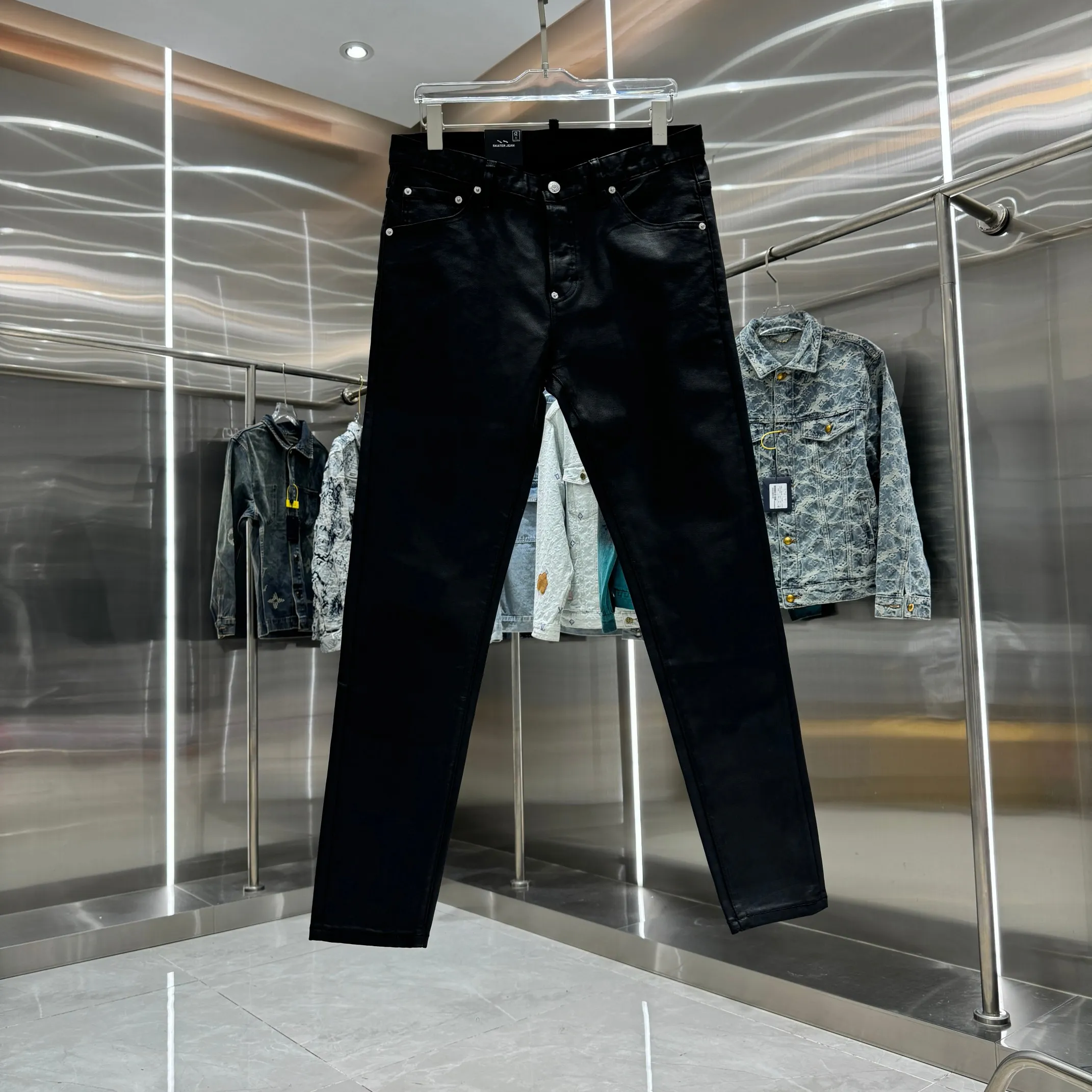 P300 DSQUARED2 Heavy-duty washed craft street fashion slim fit stretch jeans Color Black Size 30 32 34 36 38 40