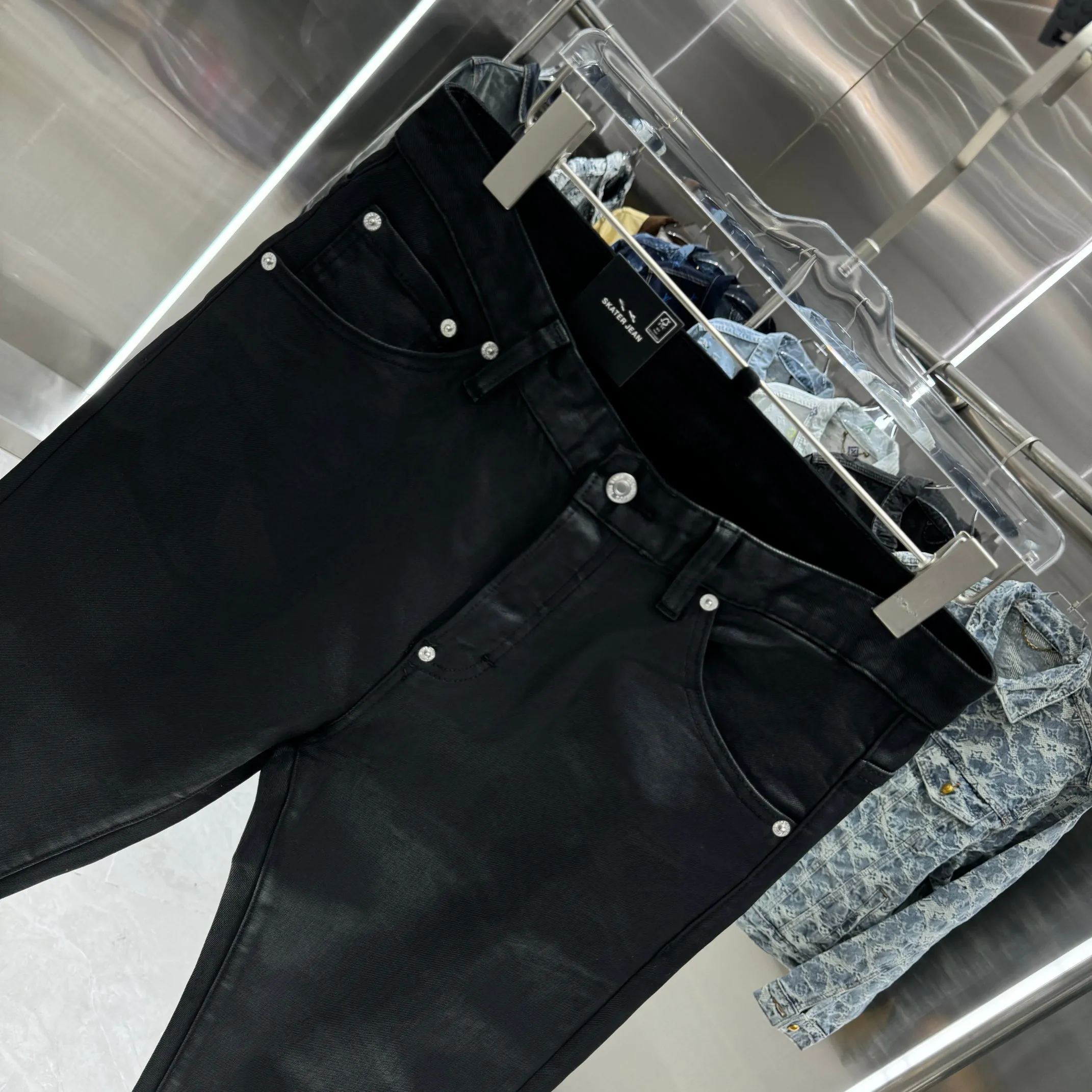 P300 DSQUARED2 Heavy-duty washed craft street fashion slim fit stretch jeans Color Black Size 30 32 34 36 38 40