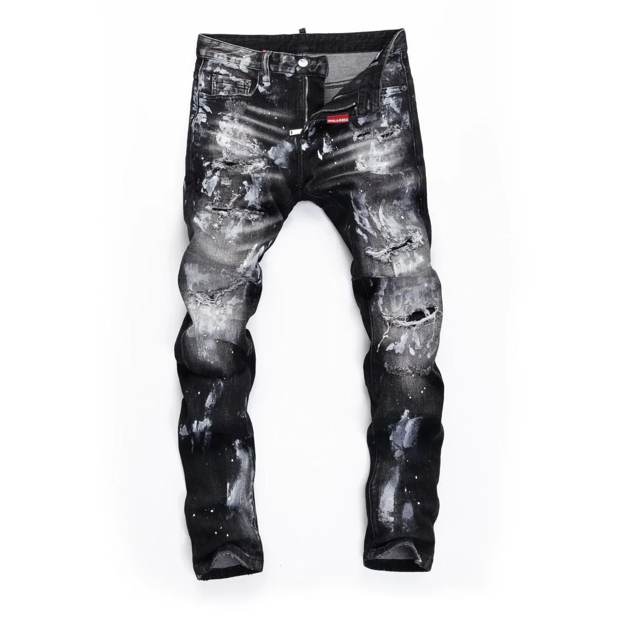 P196 model number Cc844 D2 new splash ink men's hole-in-the-wall trendy jeans with elastic personalized patches and slim-fitting beggar's pants with small feet. Top-quality materials, super-soft high-cotton washed denim fabric. The washing cost of each piece is up to three times that of conventional technology. The touch is extremely delicate and the texture is very good. The whole body is simple and elegant. The back pocket of the pants adopts high-end direct-injection technology. Extremely exquisite. Full marks for details. Color: Picture color Code number: m-2xl