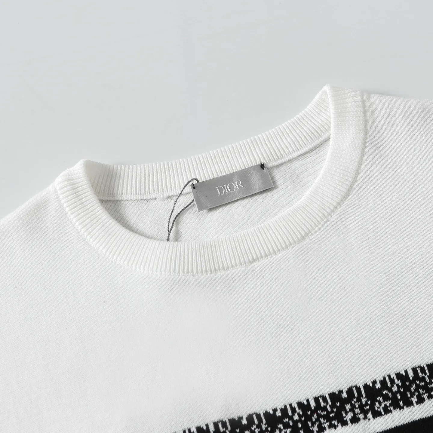 🅿️220 DiOR Dior logo jacquard knitted round neck short-sleeved T-shirt. The quality is absolutely guaranteed. A must-have for fashionable people. All three standards. Same style for men and women. Color: black white. Size: XS S M L