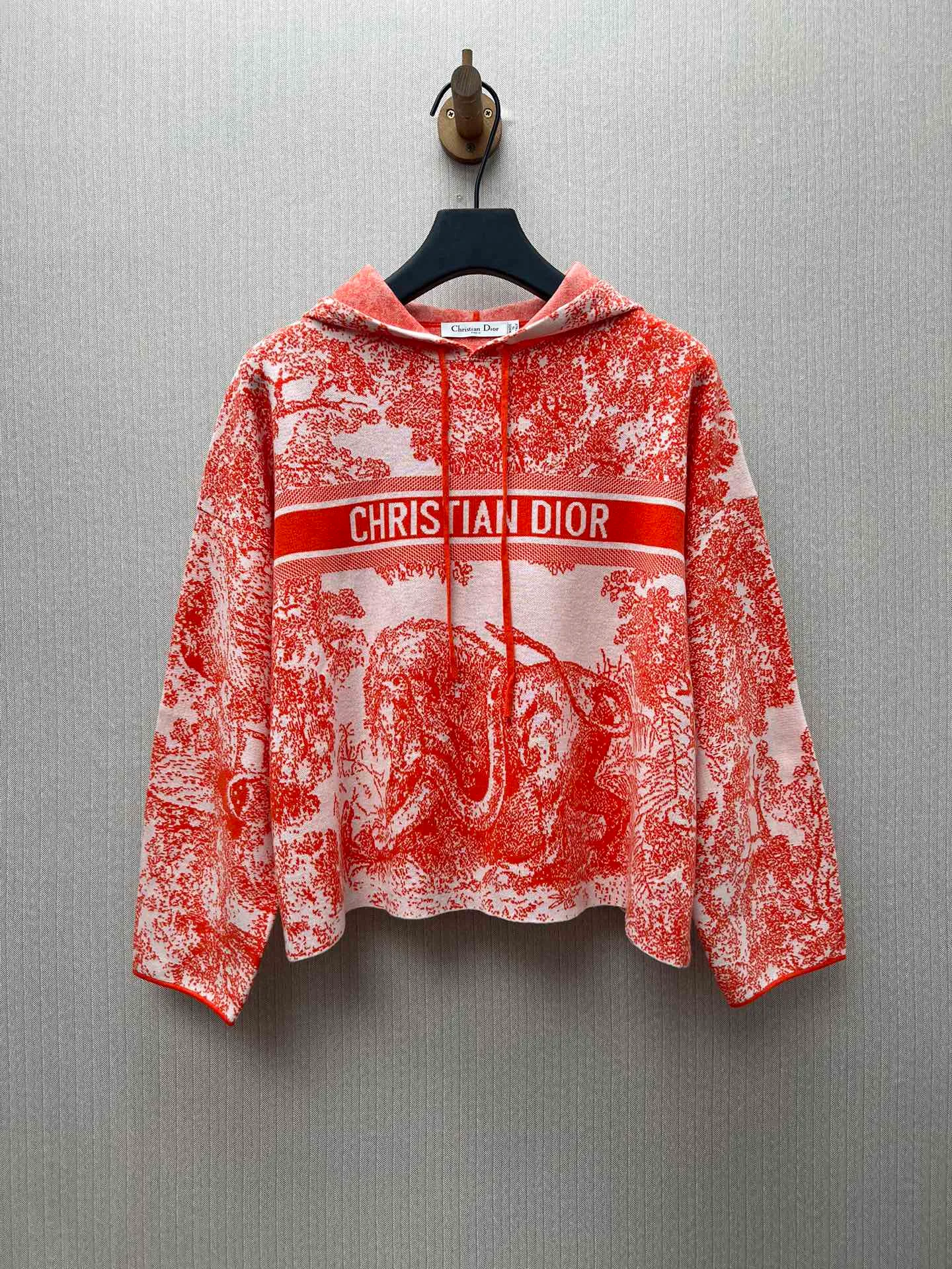 🅿️680 complete set of Dior 25ss new letter logo Rui jungle jacquard loose hooded long-sleeved pullover knitted sweatshirt! Size: S.M.L.