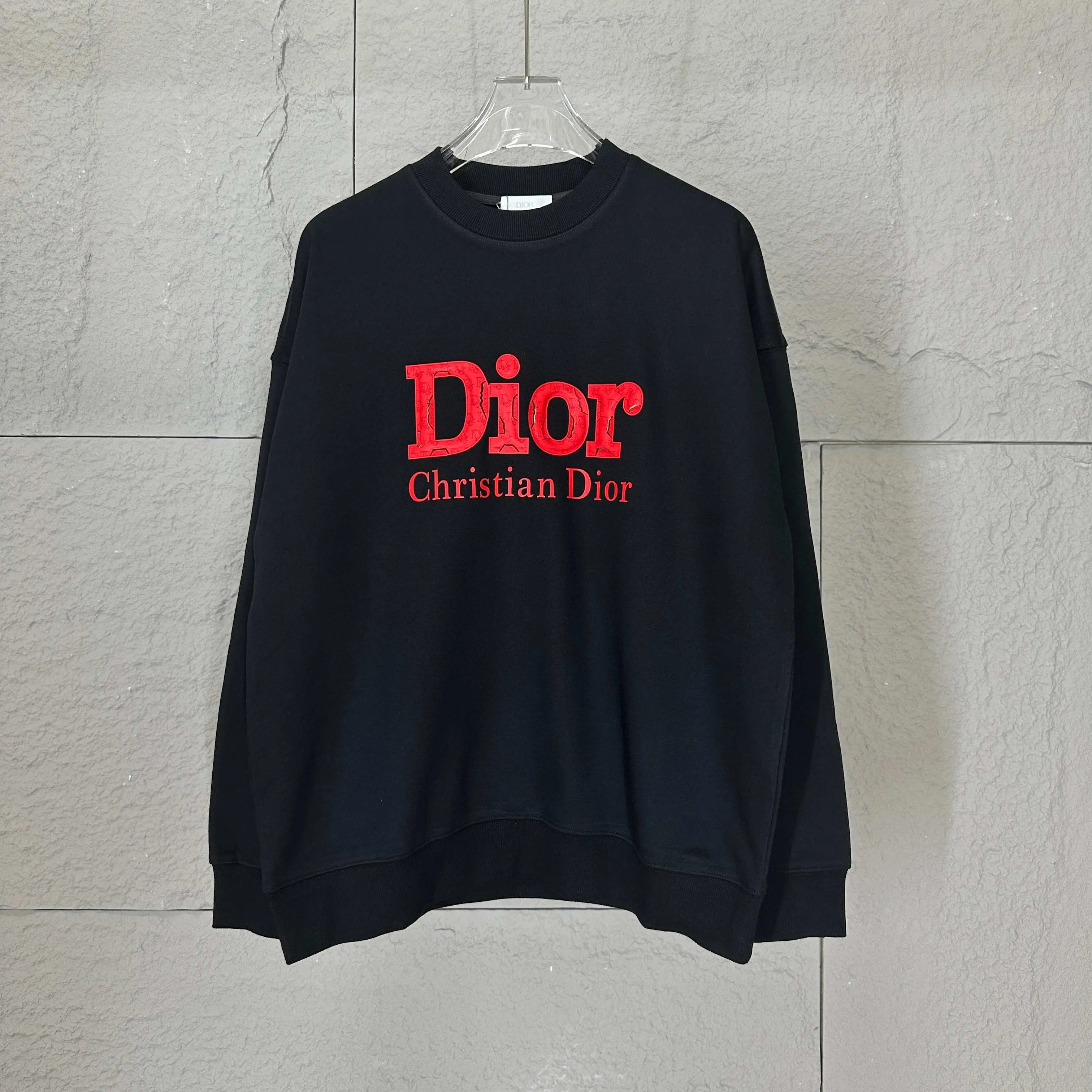 🅿️250 Dio* Christian Dior 2025 early autumn and winter new style Classic letter thick plate three-dimensional silicone burst sponge technology Simple and elegant Customized terry fabric Long-sleeved sweatshirt Unisex Color: Black White Size: S (90-130 pounds) M (120-150 pounds) L (140-165 pounds) XL (160-180 pounds) XXL (180-210 pounds)