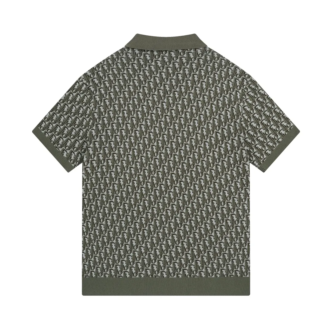 🅿️210 Correct version of high-quality DI*R CD2024SS spring and summer new old flower full-print letter lapel short-sleeved knitted POLO shirt. This knitted polo shirt features the classic Oblique print. Crafted from cotton jacquard in a straight fit, button fastening and ribbed details enhance the sophistication. Can be matched with various styles to show your personality. Same style for men and women! SIZE:XS-L