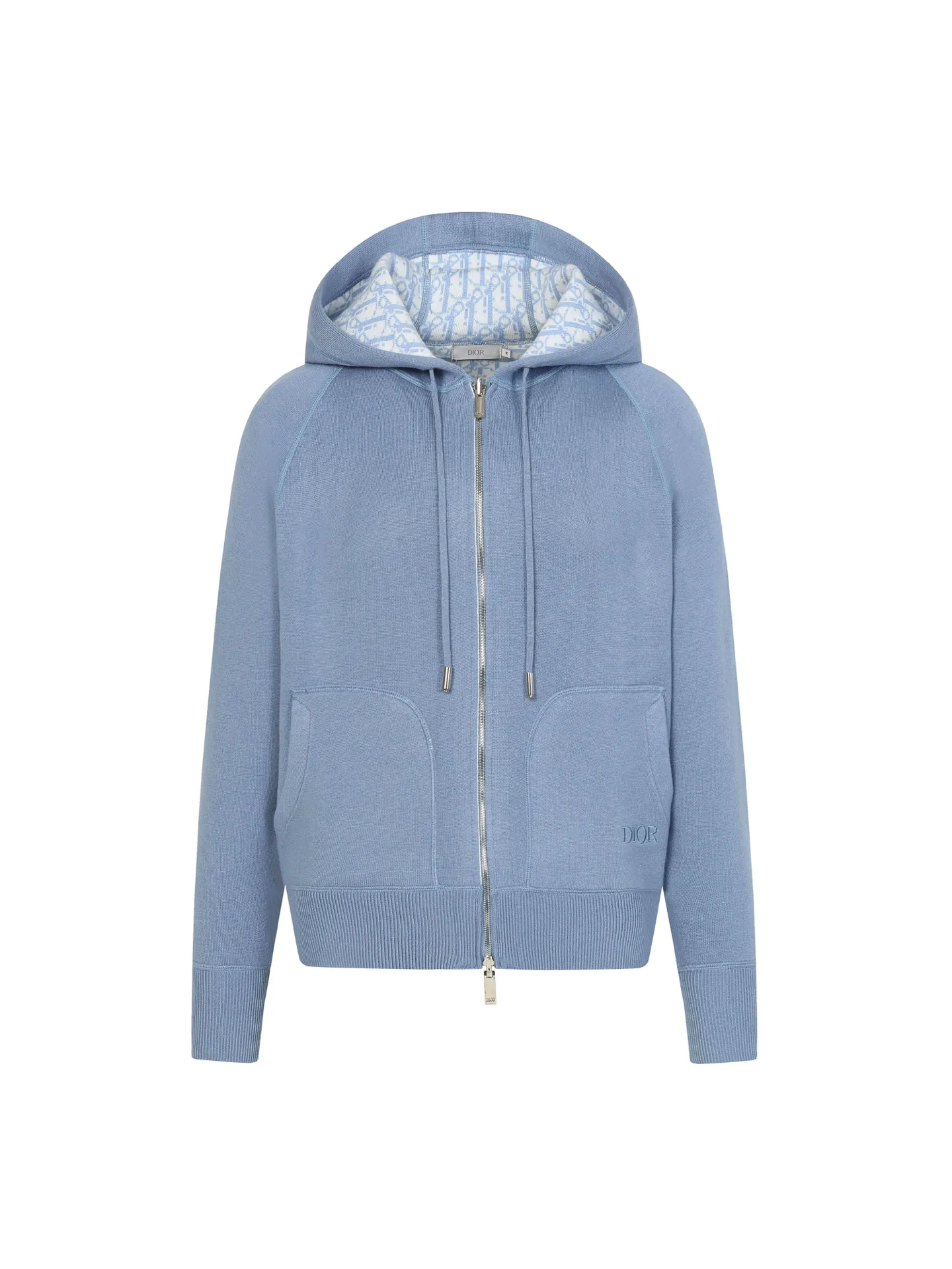 🅿️630 DIOR/Dior double-sided jacquard cashmere knitted hood. The original version was purchased for 22,337 and developed. The fabric is made of cashmere blended knitted fabric, which is soft and comfortable. It features a zip closure at the front and subtle ribbed trimming at the cuffs and hem. Reversible, the unlined cut ensures a lightweight fit and the slim fit creates an elegant silhouette. The entire piece has exquisite craftsmanship, double-sided knitting technology enables reversible wear, and ribbed edges enhance the three-dimensional effect. Dry cleaning and maintenance are recommended to maintain the delicate texture of cashmere fabrics. This piece is both casual and fashionable, and can be easily matched with all kinds of clothing, showing the brand's exquisite craftsmanship and classic aesthetics. Color: Blue Size: S M L