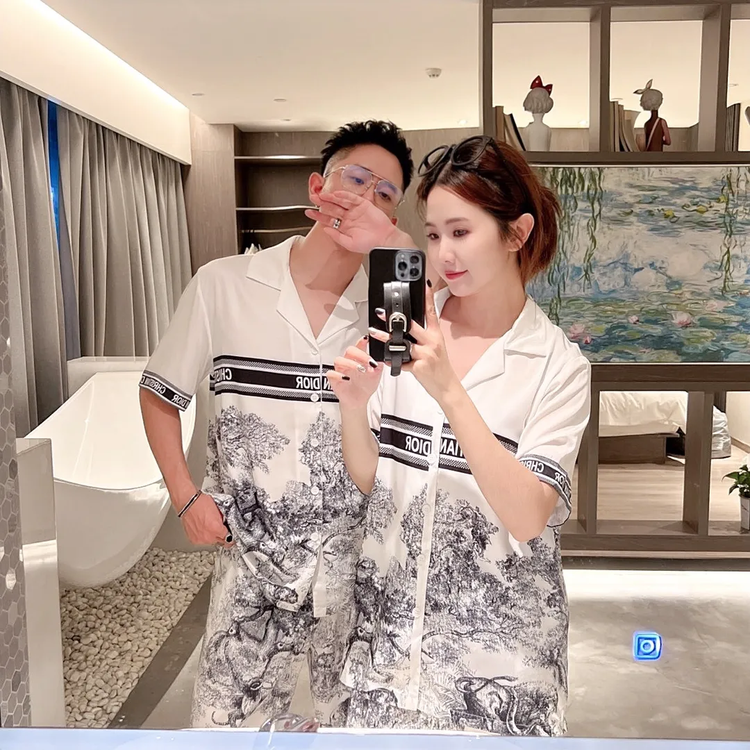 🅿️360 2024 DIOR Dior home wear, high-definition Korean silk fabric, skin-friendly, soft and comfortable, couple size M, XXL, XXXL