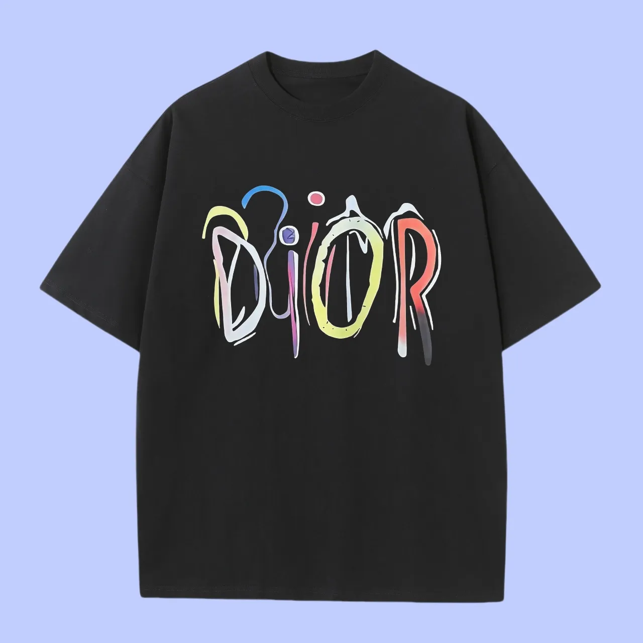 🅿️180 (Profit from cooperation) High-end quality Dior 2025Fall Spring and Summer Series Font logo short-sleeved T-shirt Different from ordinary printing Custom-woven 270G32 double yarn pure cotton fabric Loose version Same style for men and women Size: S M L XL XXL