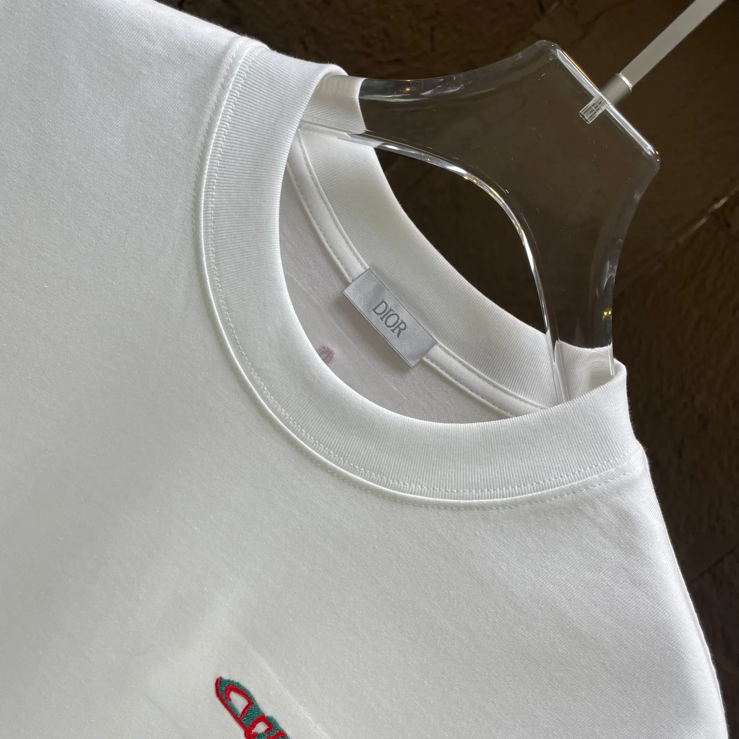 🅿️190 Dio* Dior* 2025 spring and summer new short-sleeved T-shirt Heavy cotton letter logo embroidery Color: black white Size: S M L XL XXL