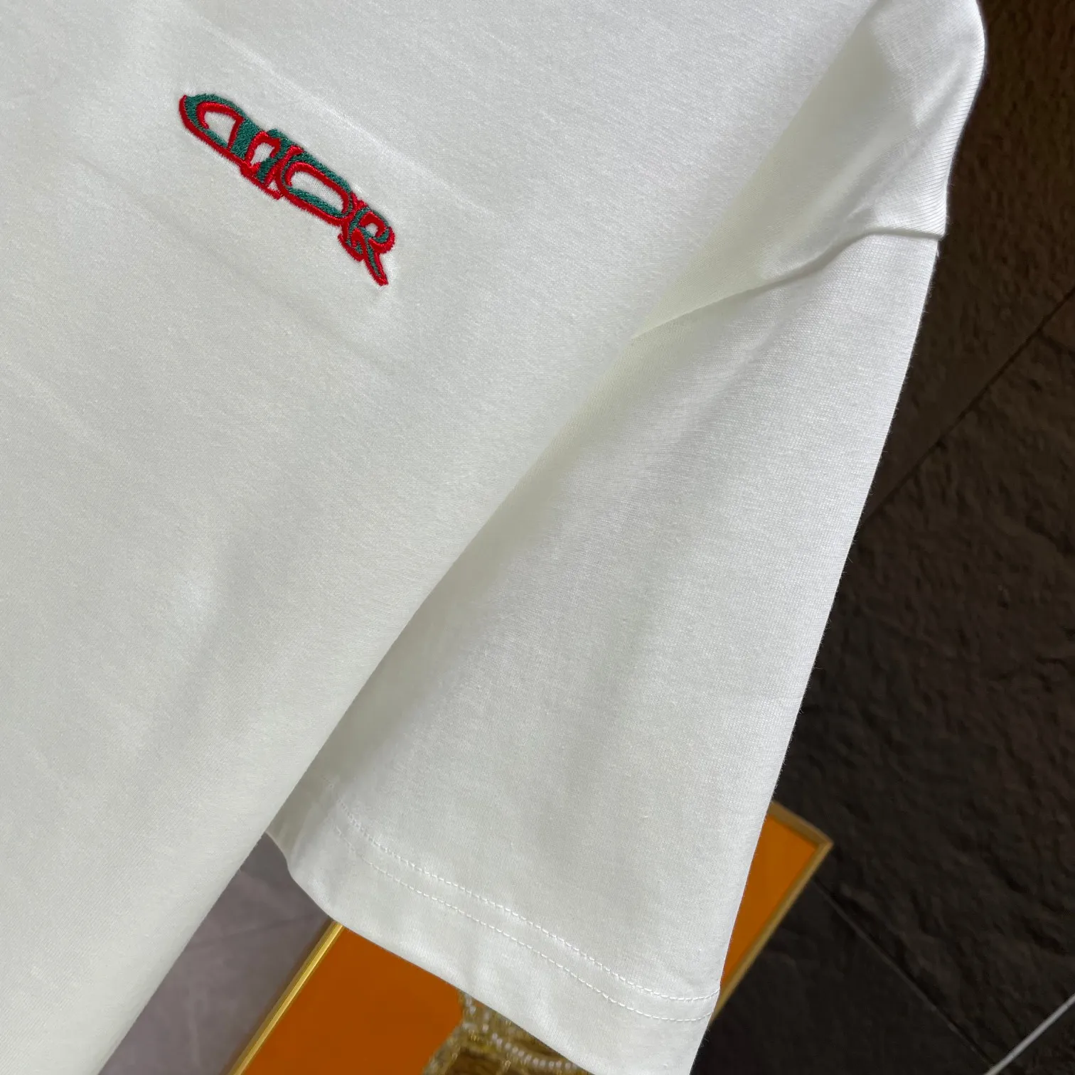 🅿️190 Dio* Dior* 2025 spring and summer new short-sleeved T-shirt Heavy cotton letter logo embroidery Color: black white Size: S M L XL XXL