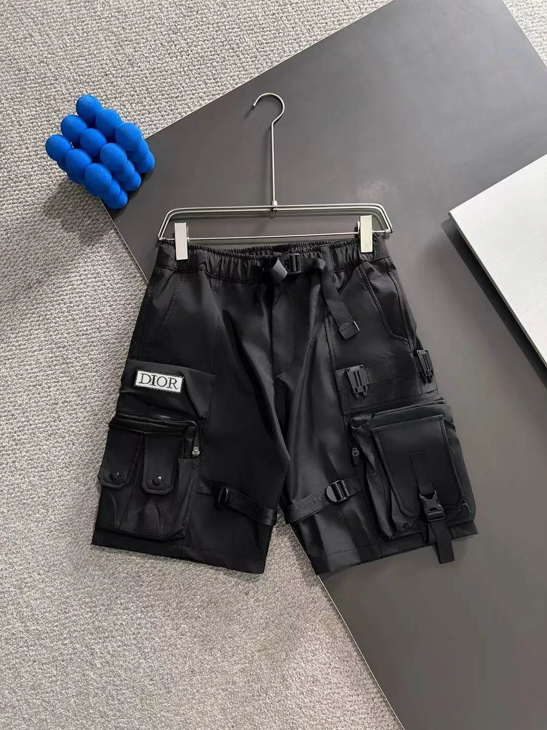 🅿️360 next day shipping DIOR Dior Heavy Industry Design Functional Workwear 2025 Men's Summer Multi-Pocket Paratrooper Pants Loose Sports Five-Fifth Pants Trendy Brand Medium Pants Size M-3XL