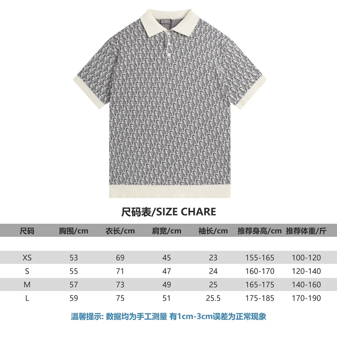 🅿️210 Correct version of high-quality DI*R CD2024SS spring and summer new old flower full-print letter lapel short-sleeved knitted POLO shirt. This knitted polo shirt features the classic Oblique print. Crafted from cotton jacquard in a straight fit, button fastening and ribbed details enhance the sophistication. Can be matched with various styles to show your personality. Same style for men and women! Three colors SIZE:XS-L