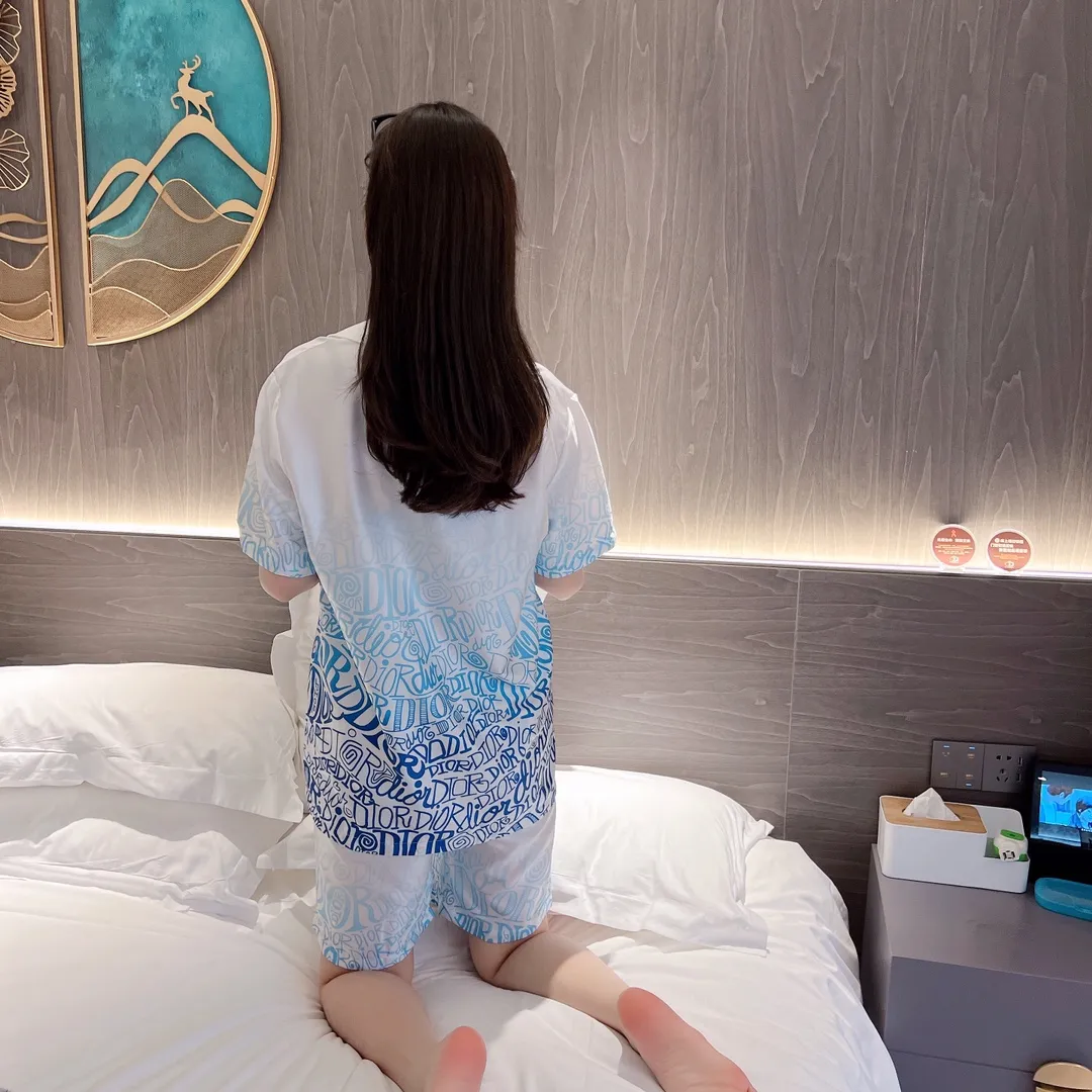 🅿️340 2024 DIOR Dior home wear, high-end Korean silk fabric, skin-friendly, soft and comfortable, couple size M～XXXL