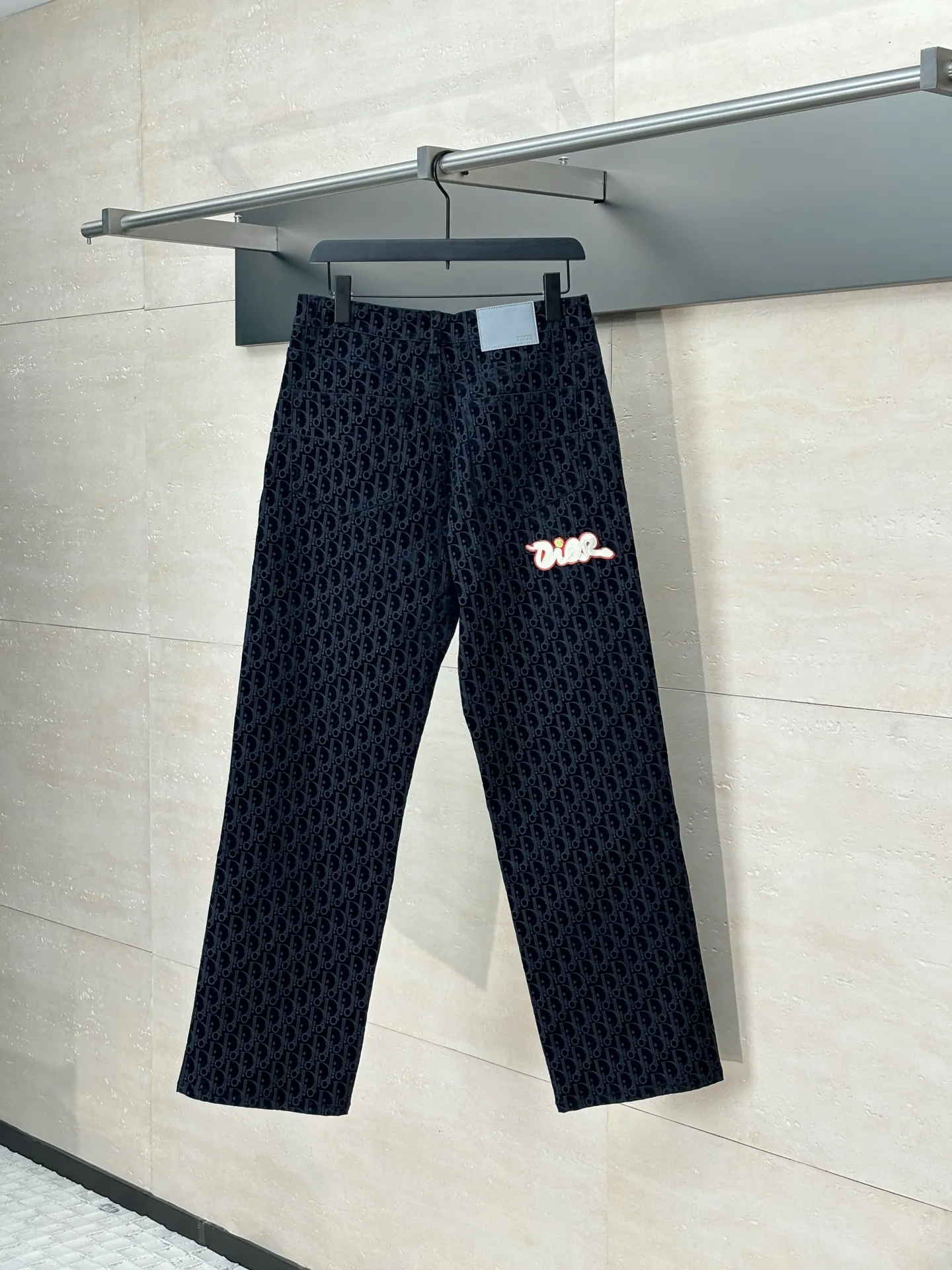 🅿️530 Dio*/Dior 25ss new Year of the Snake letter embroidered cotton blend denim trousers Size: S/M/L/XL