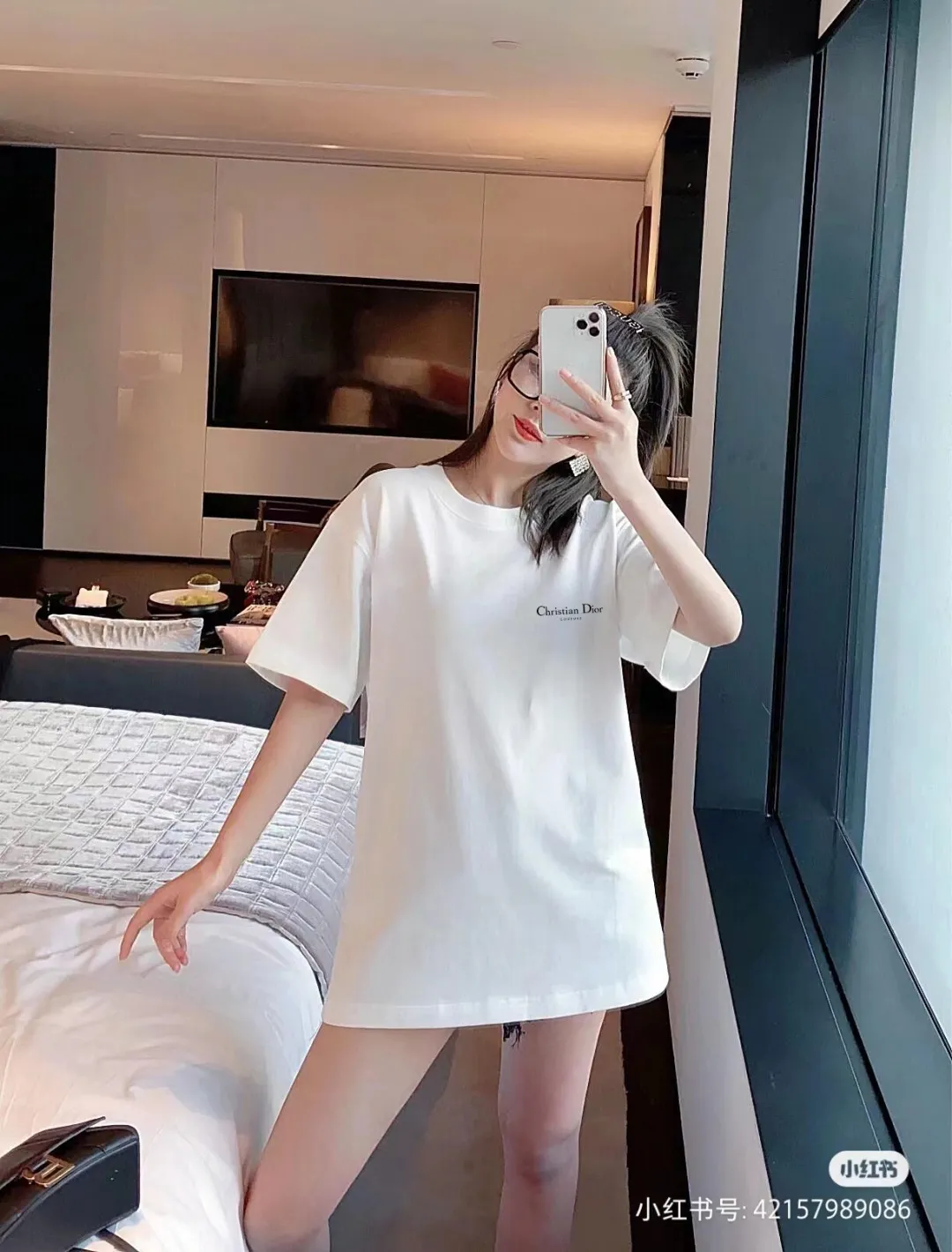 🅿️170 [DIOR Dior] 2025FW short-sleeved T-shirt LOGO printing High-end 26s double yarn 300g fabric Heavy fabric Customized frame ribbing in the same cylinder and dyeing Complete three standards Same style for men and women Color: Black White Size: S M L XL 2XL