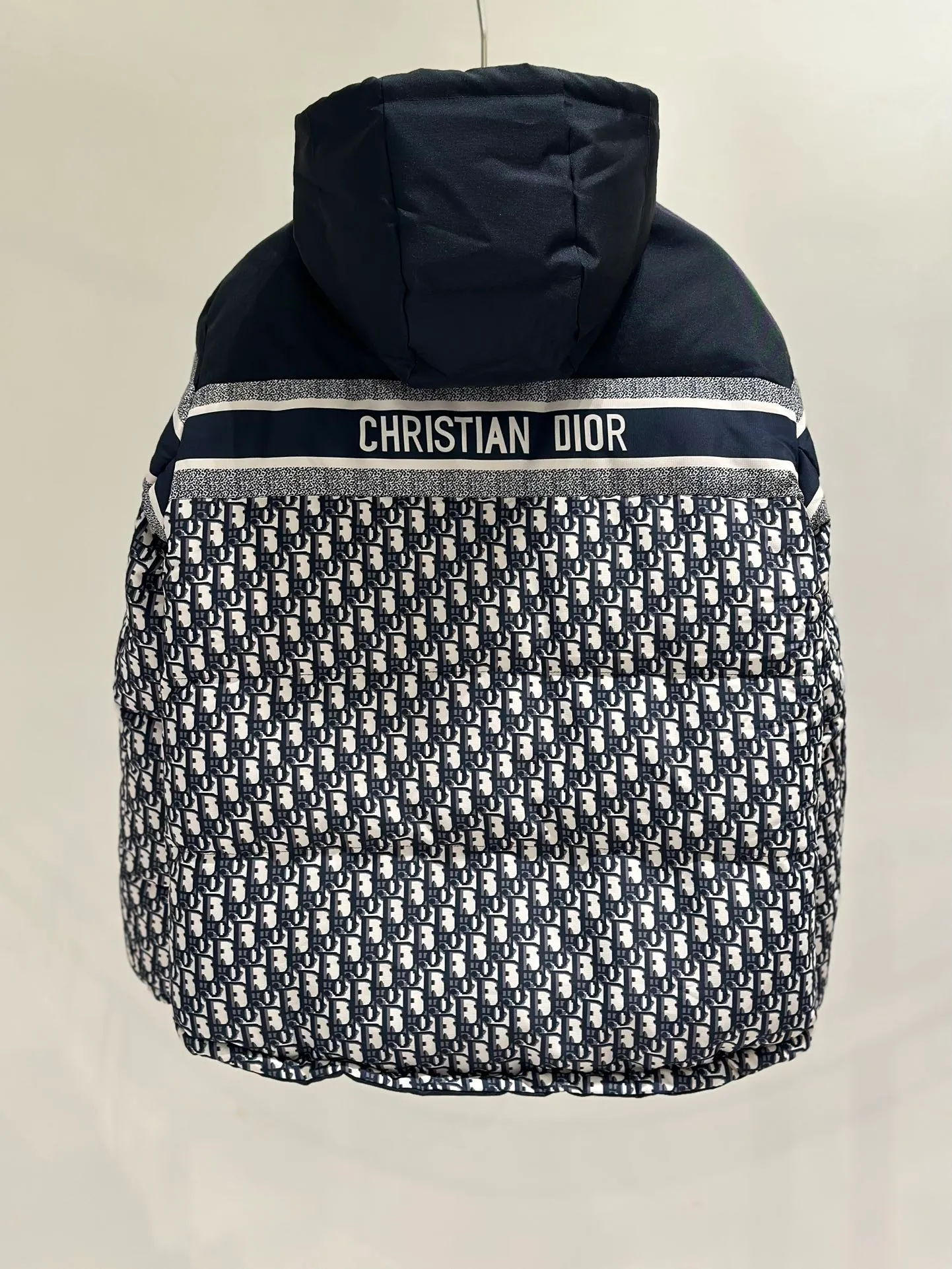 🅿️980 Packing Down jacket front hanging real shot # Di*r/Dior classic houndstooth all over print reversible down jacket/down vest
