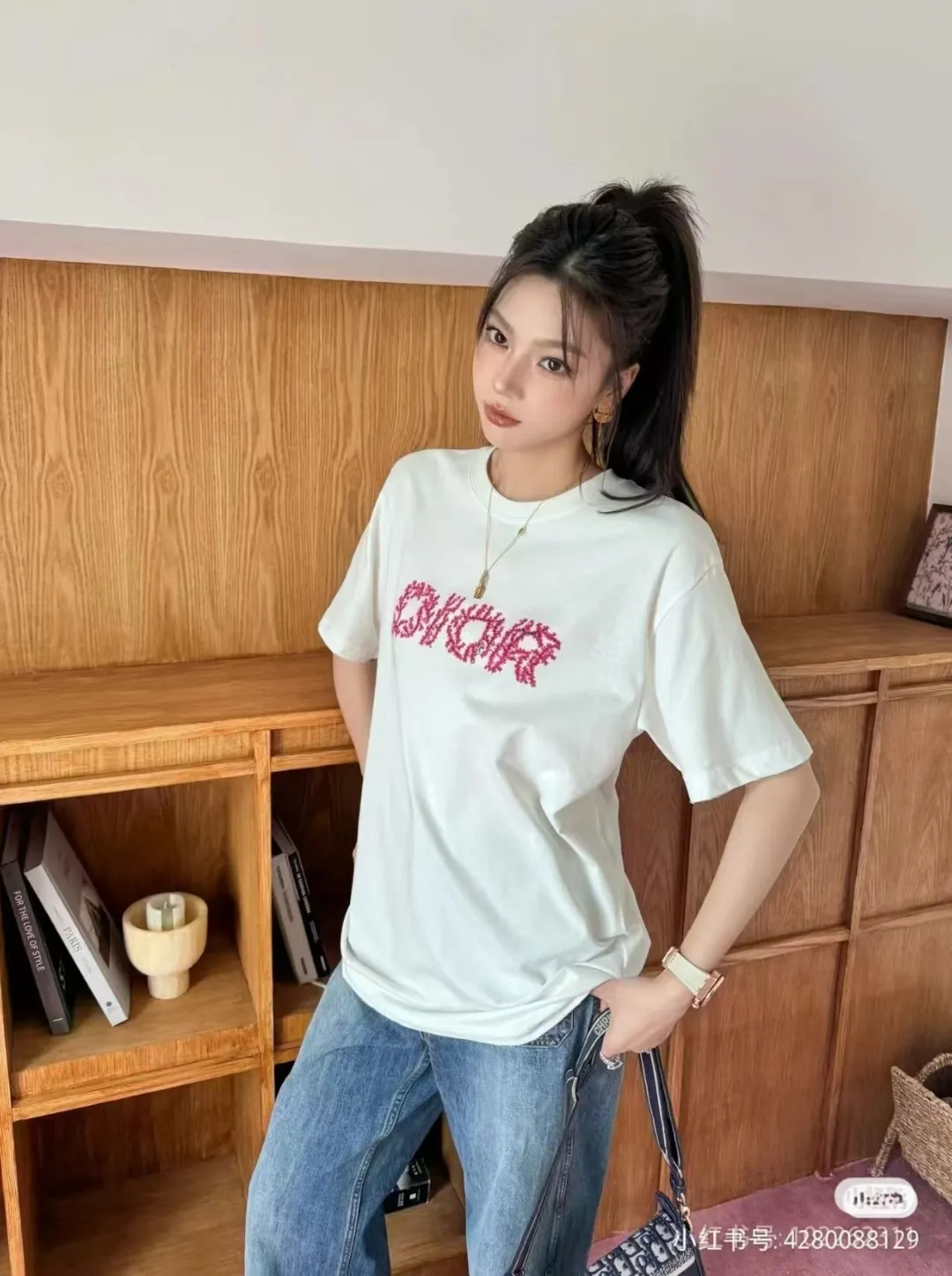 🅿️170 [DIOR Dior] 2025FW short-sleeved T-shirt LOGO printing High-end 26s double yarn 300g fabric Heavy fabric Customized frame ribbing in the same cylinder and dyeing Complete three standards Same style for men and women Color: Black White Size: S M L XL 2XL