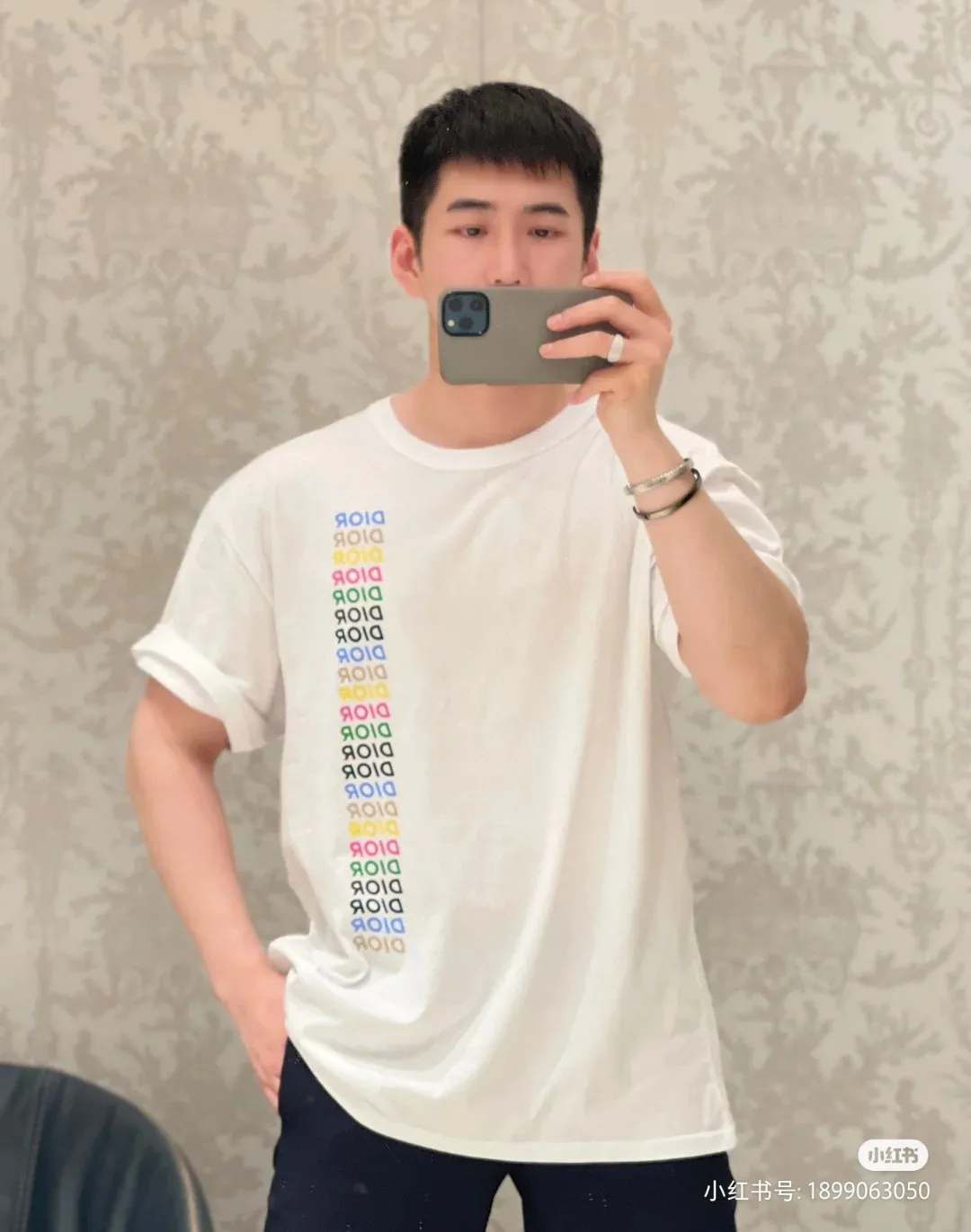 🅿️170 [DIOR Dior] 2025FW short-sleeved T-shirt LOGO printing High-end 26s double yarn 300g fabric Heavy fabric Customized frame ribbing in the same cylinder and dyeing Complete three standards Same style for men and women Color: Black White Size: S M L XL 2XL