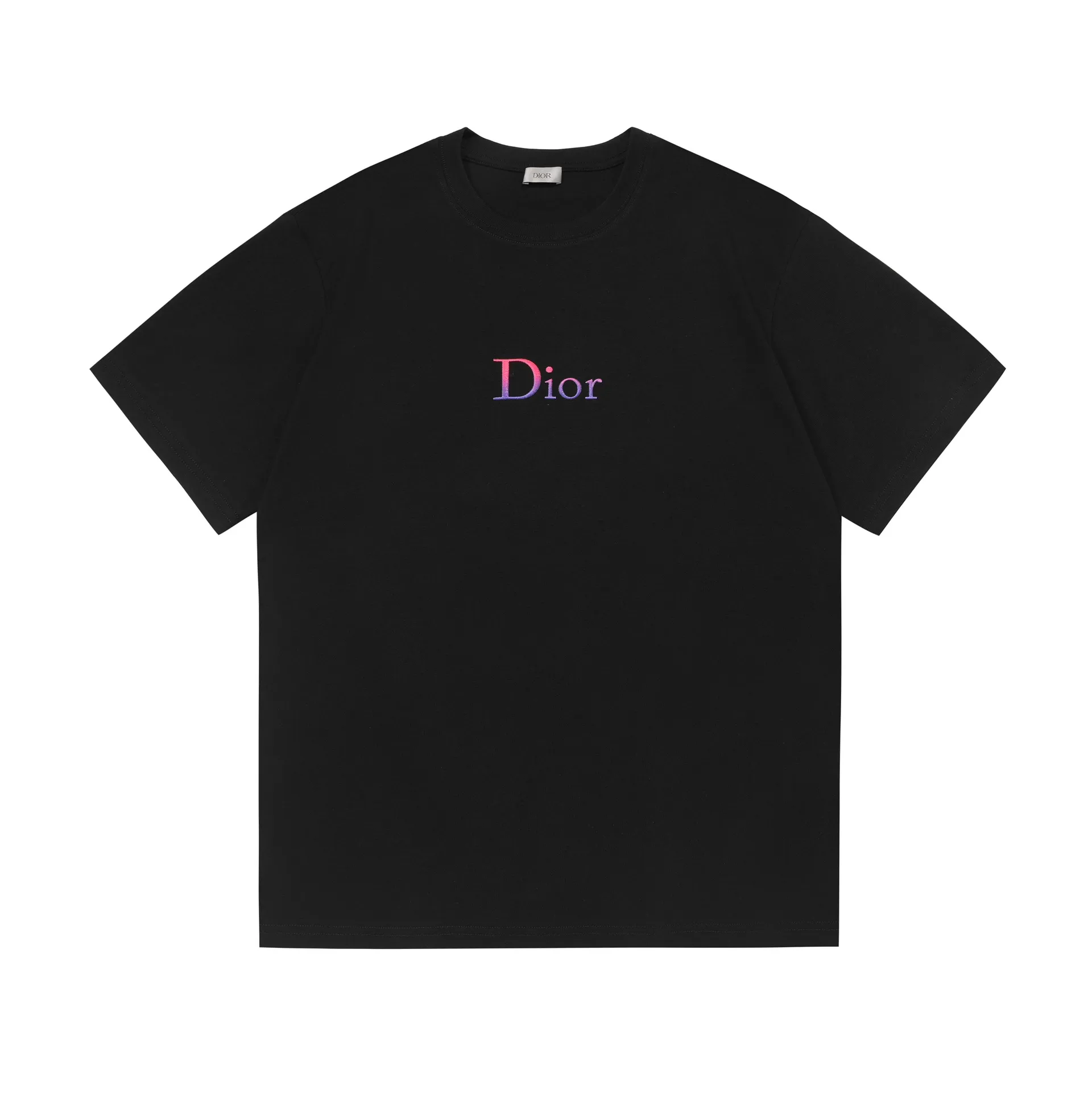 🅿️170 Dior 2025 new high-density embroidered hot-printed letter logo, same style for men and women, short-sleeved T-shirt ·Customized 260g 100% double yarn pure cotton fabric ·Imported Tajima machine embroidery process ·Defined dyeing of 32 double-strand threads ·Complete collar label, hangtag, main mark and three labels Color: black Size: XS S M L