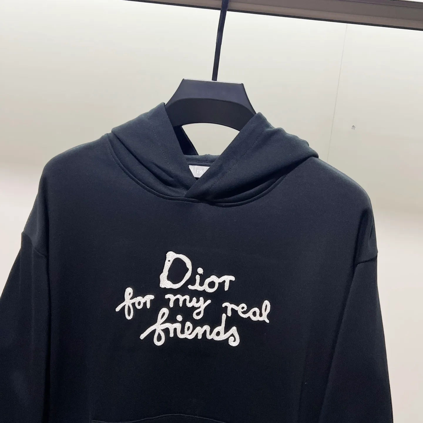 🅿️290 DIOR/Dior 420g pure cotton fabric hooded sweatshirt, classic rope embroidery signature on the chest ✍️letter LOGO logo technology, official synchronization, high version, high quality, fashionable personality, versatile trend, pure original quality, original fabric, tag, collar label, washed wheat, three standards complete, color: black, apricot, blue. Size: XS-L